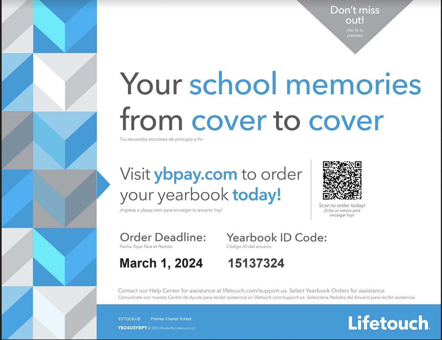 The deadline for online yearbook sales is approaching! 

Our online sales will be ending on March 1st, and we want to ensure that all students and parents who wish to purchase a yearbook have the chance to do so before the deadline passes. 

#thatsPC