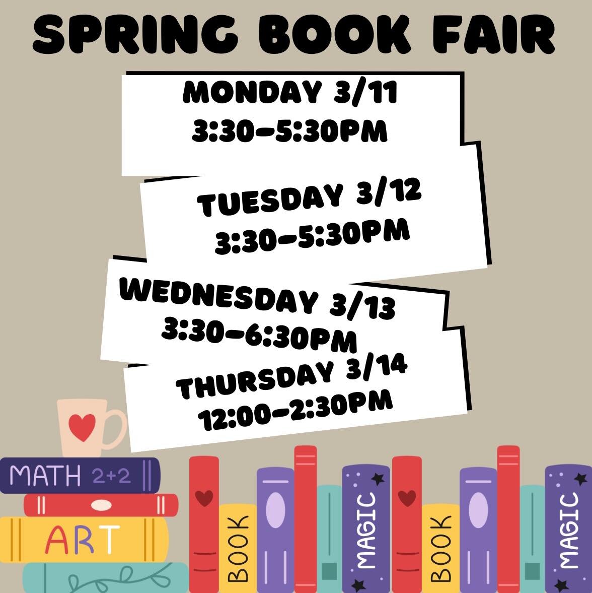 Mark your calendars 🗓️
The Spring Book Fair is just around the corner 📚
It will take place in the Library located in Building C!

#thatsPCS #premiercharterschool #bookfair