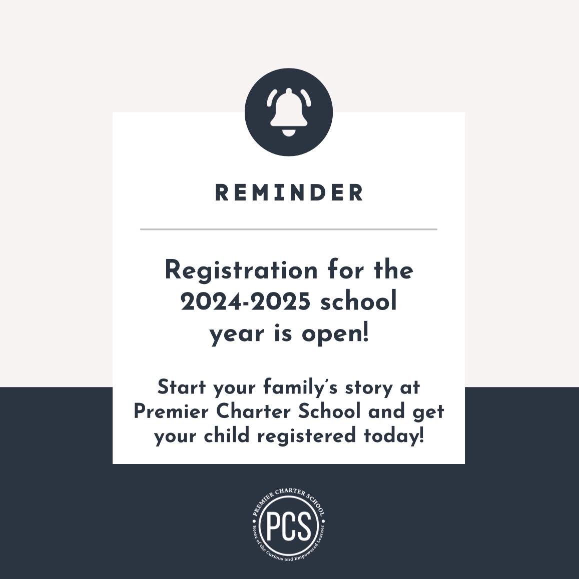 Start your family&rsquo;s story at Premier Charter School 🤍

If you have a child, family member, or friend with a student looking to join the Premier Charter School family for the 2024-2025 school year, then now is your time to get registered.

Spac
