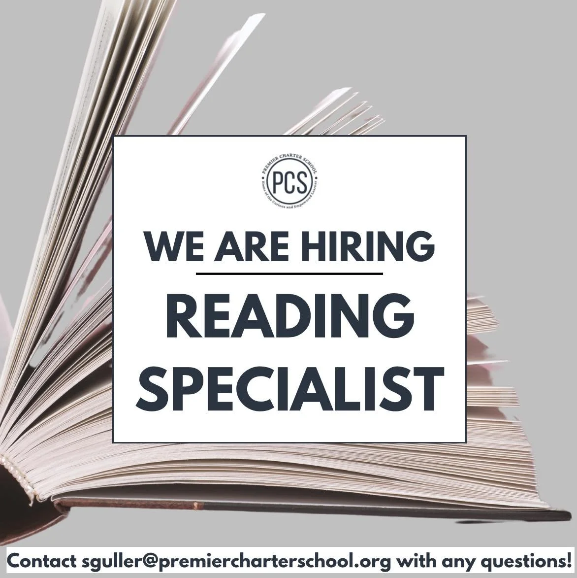 CALLING ALL EDUCATORS&mdash;
Premier Charter School is hiring a Reading Specialist for the 2024-2025 school year 📚 

Here are a few reasons for why you should work at PCS:
&bull; Incredible work culture with a diverse family feel 👨&zwj;👩&zwj;👧&zw