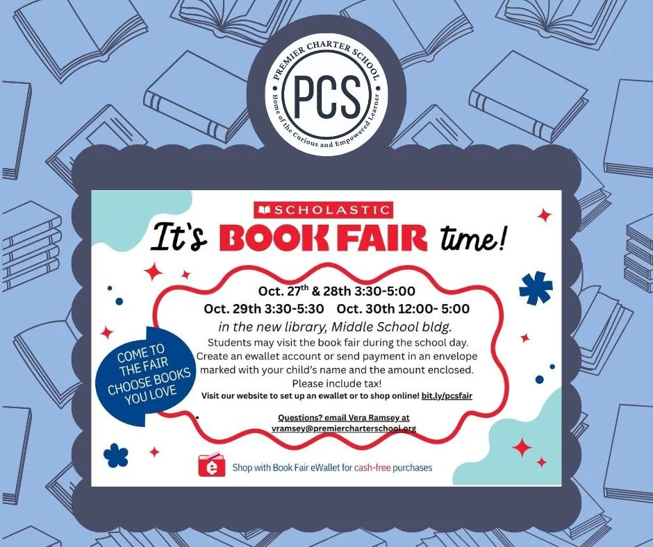 📚 The Scholastic Book Fair is coming! Join us October 27–30 for a week full of stories, learning, and fun!

Important update: The library has a new location this year—you can now find it in the Middle School building. Don’t miss ou