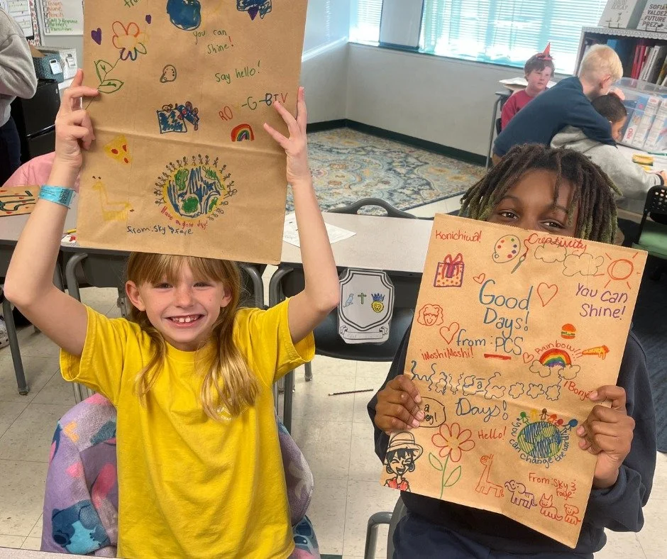 PCS Buddies are spreading the love! ❤️ Last week, our students decorated Schnucks grocery bags with positive messages to share with the community. Look for these bags of kindness out and about! 
#PCSBuddies #KindnessMatters #CommunityJoy #thatsPCS #P