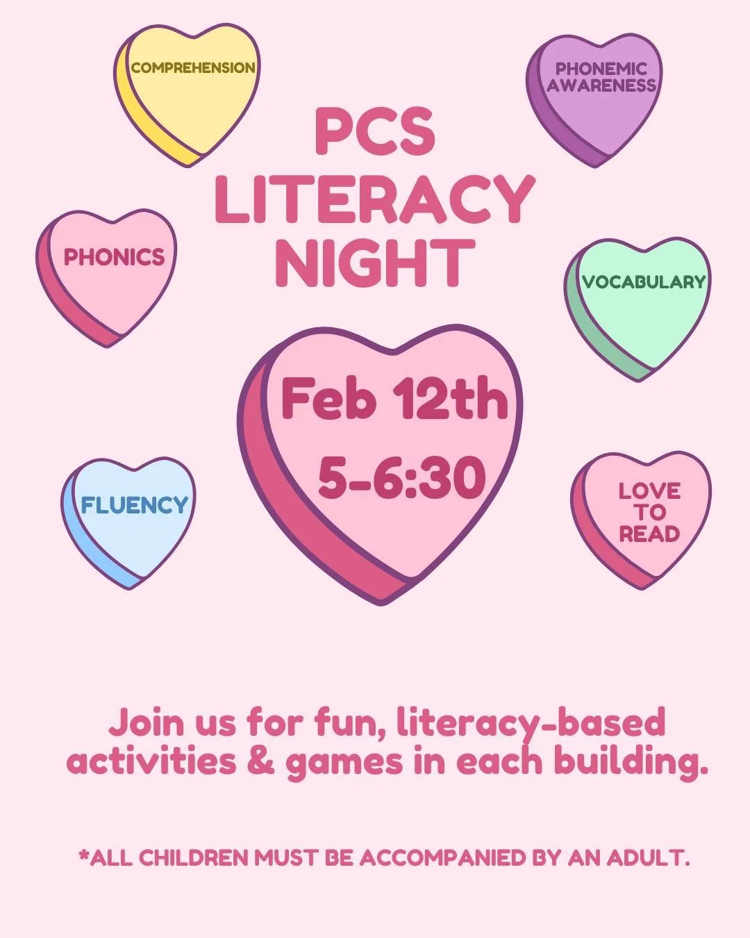 📚 Save the date! Literacy Night is happening February 12&mdash;fun for all grade levels across our campus!