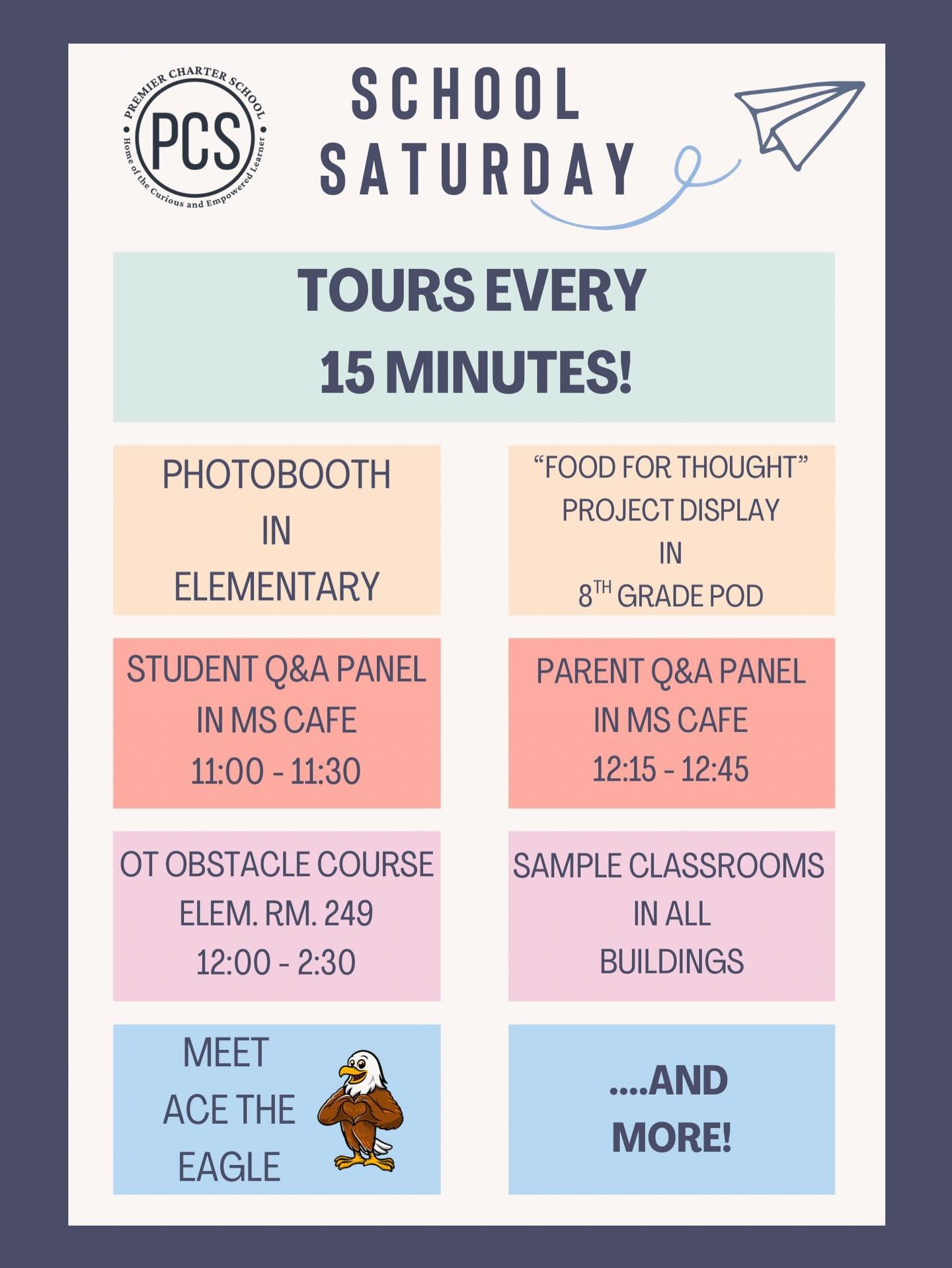 School Saturday is happening today from 10-2! We’re excited to welcome prospective families to walk the halls, meet our community, and see what learning looks like at PCS.