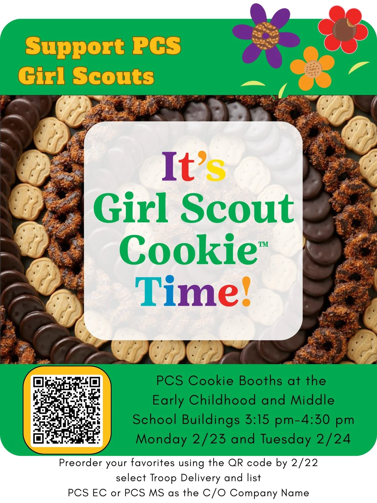 Dismissal just got sweeter 💚 Our PCS Girl Scouts will be selling cookies after school today &amp; tomorrow &mdash; come support their hard work!