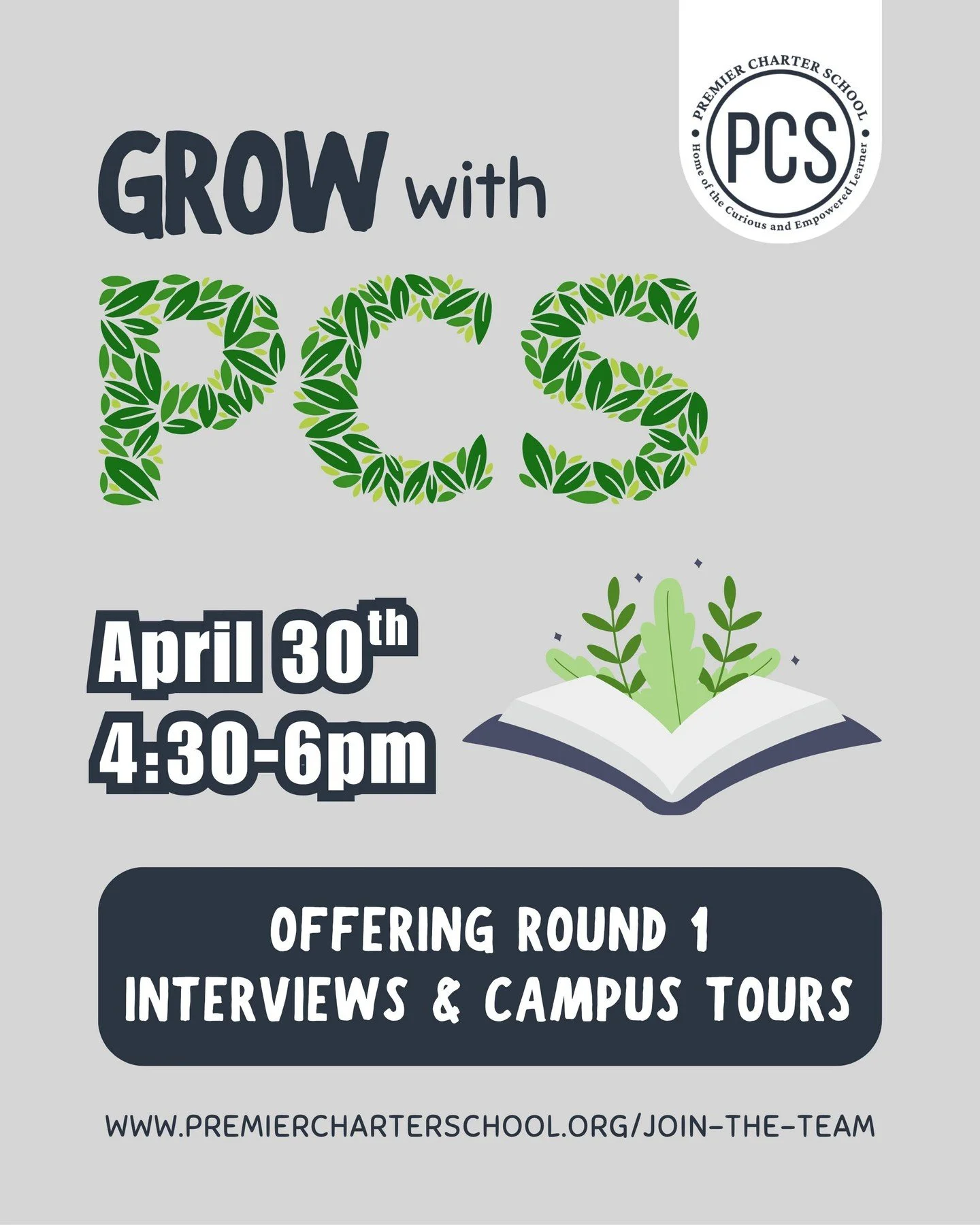 Grow With PCS! 🌱

Ready for a fresh start? Join us on Tuesday, April 30th from 4:30&ndash;6:00 PM for our &ldquo;Grow With PCS&rdquo; teacher recruiting event! This isn&rsquo;t your typical, buttoned-up interview&mdash;it&rsquo;s a relaxed opportuni