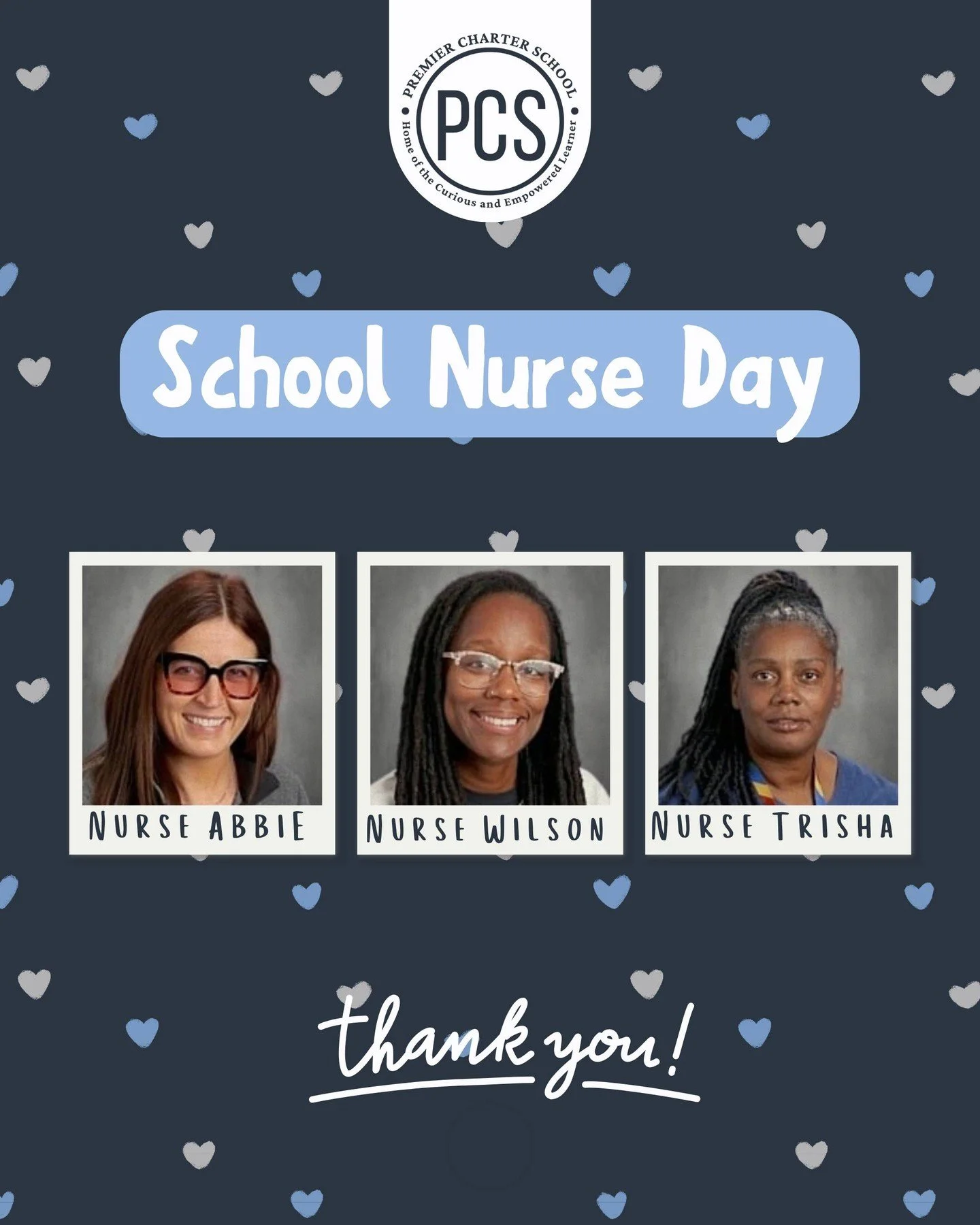 Today we’re celebrating the incredible nurses who care for our PCS students each day—Nurse Abbie, Nurse Wilson, and Nurse Trisha. 💙🩺

Thank you for the compassion, comfort, and care you bring to each building on our campus. From everyda