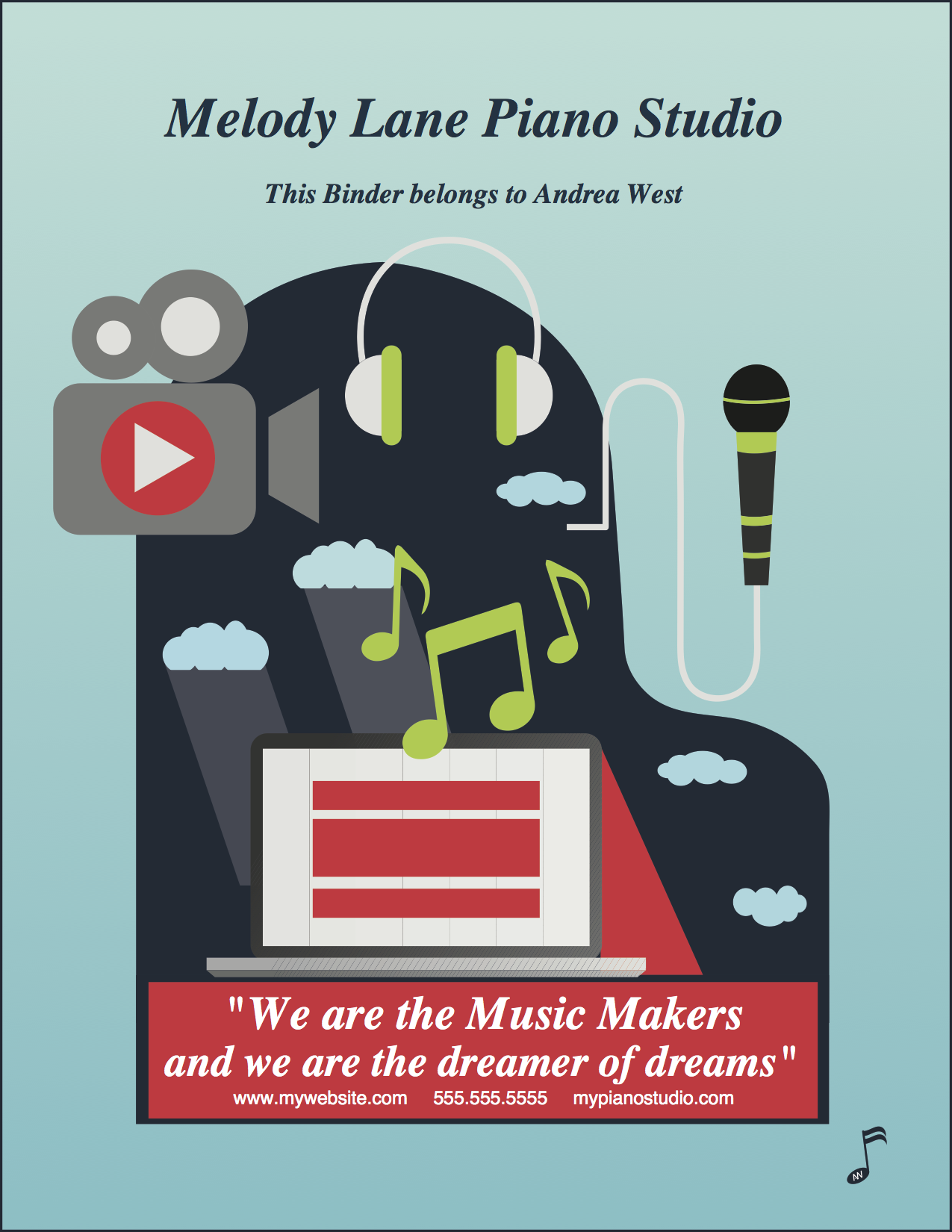 Online Piano Editable Binder Cover