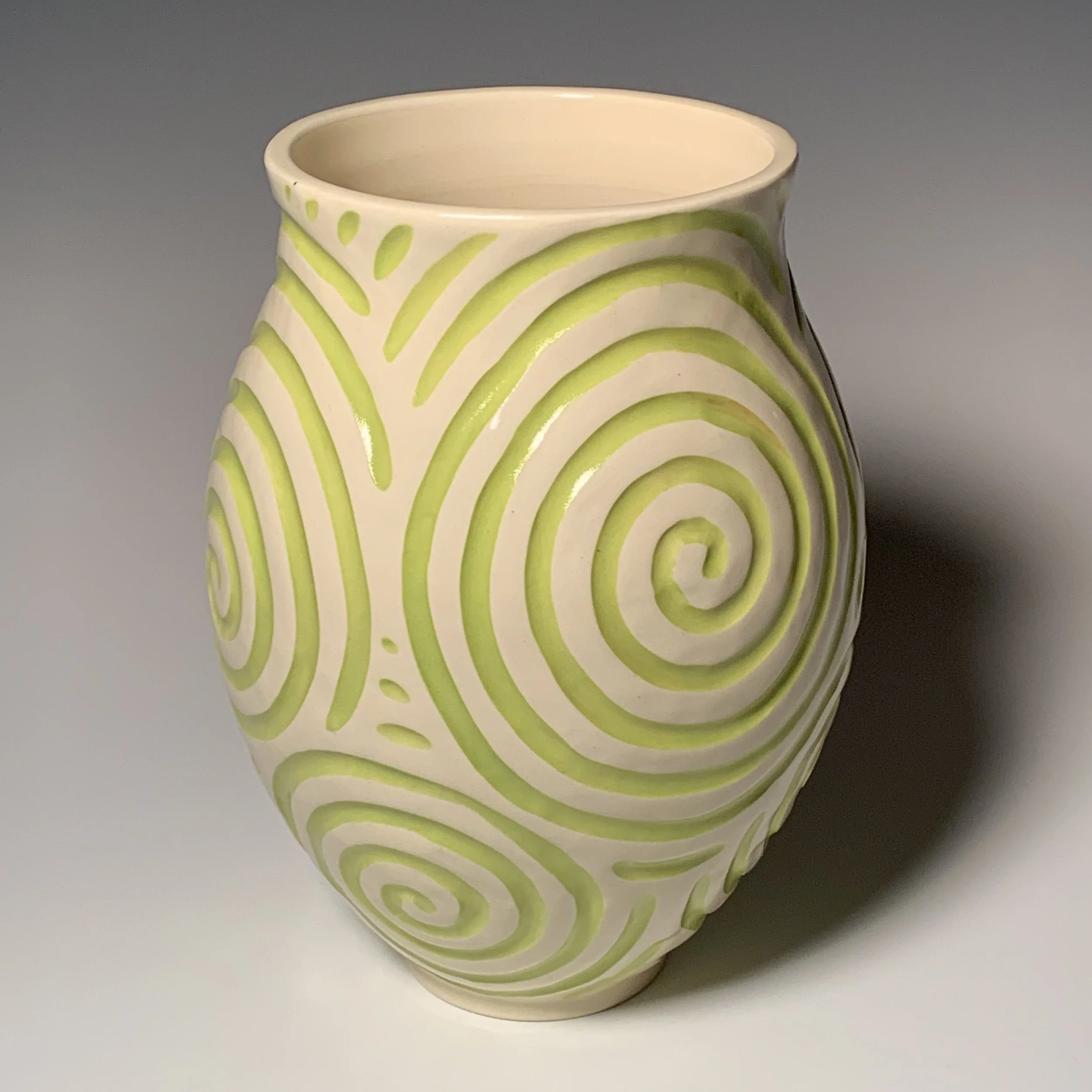 Chartreuse Swirl Vase