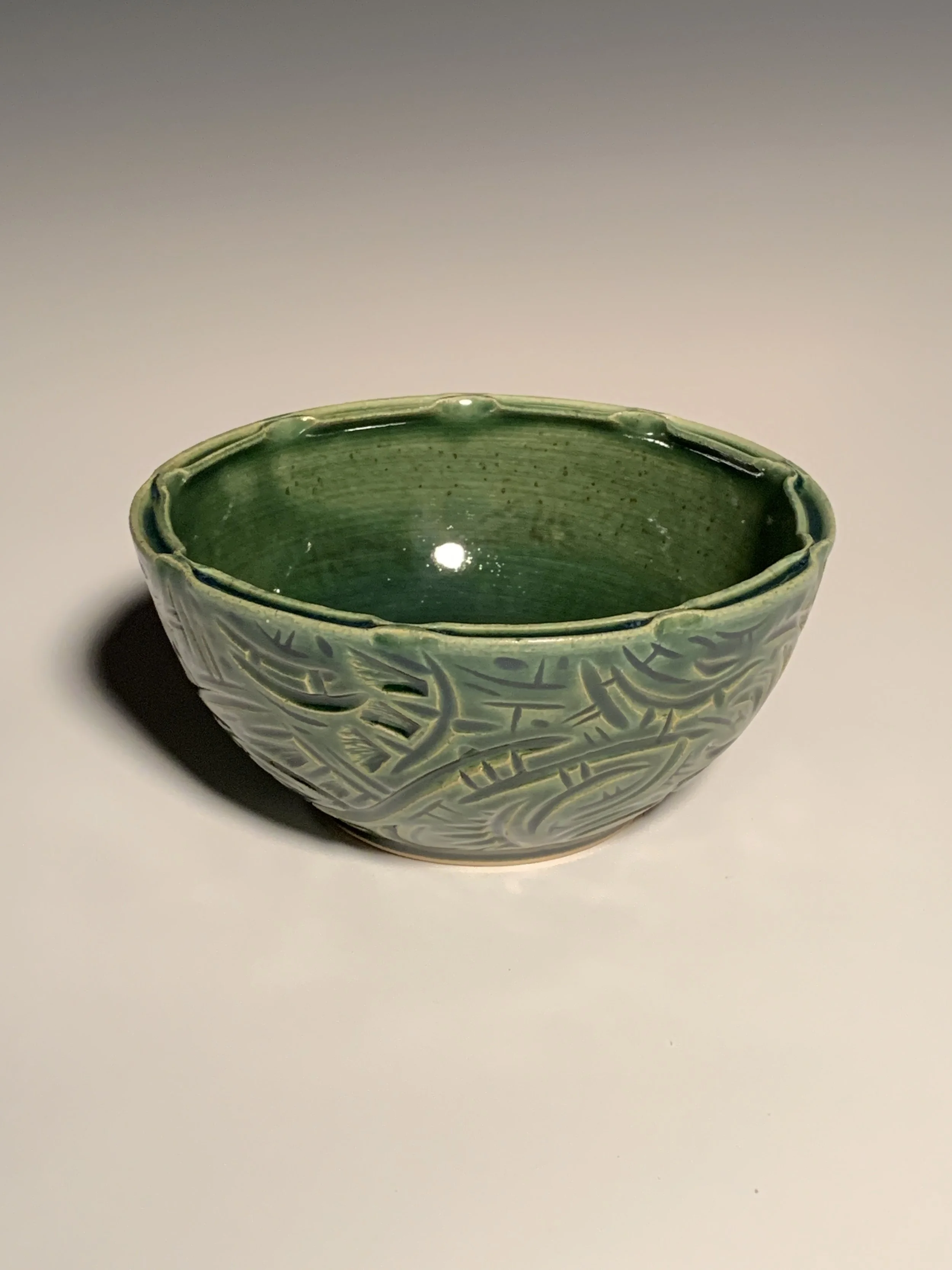 Green Carved Bowl
