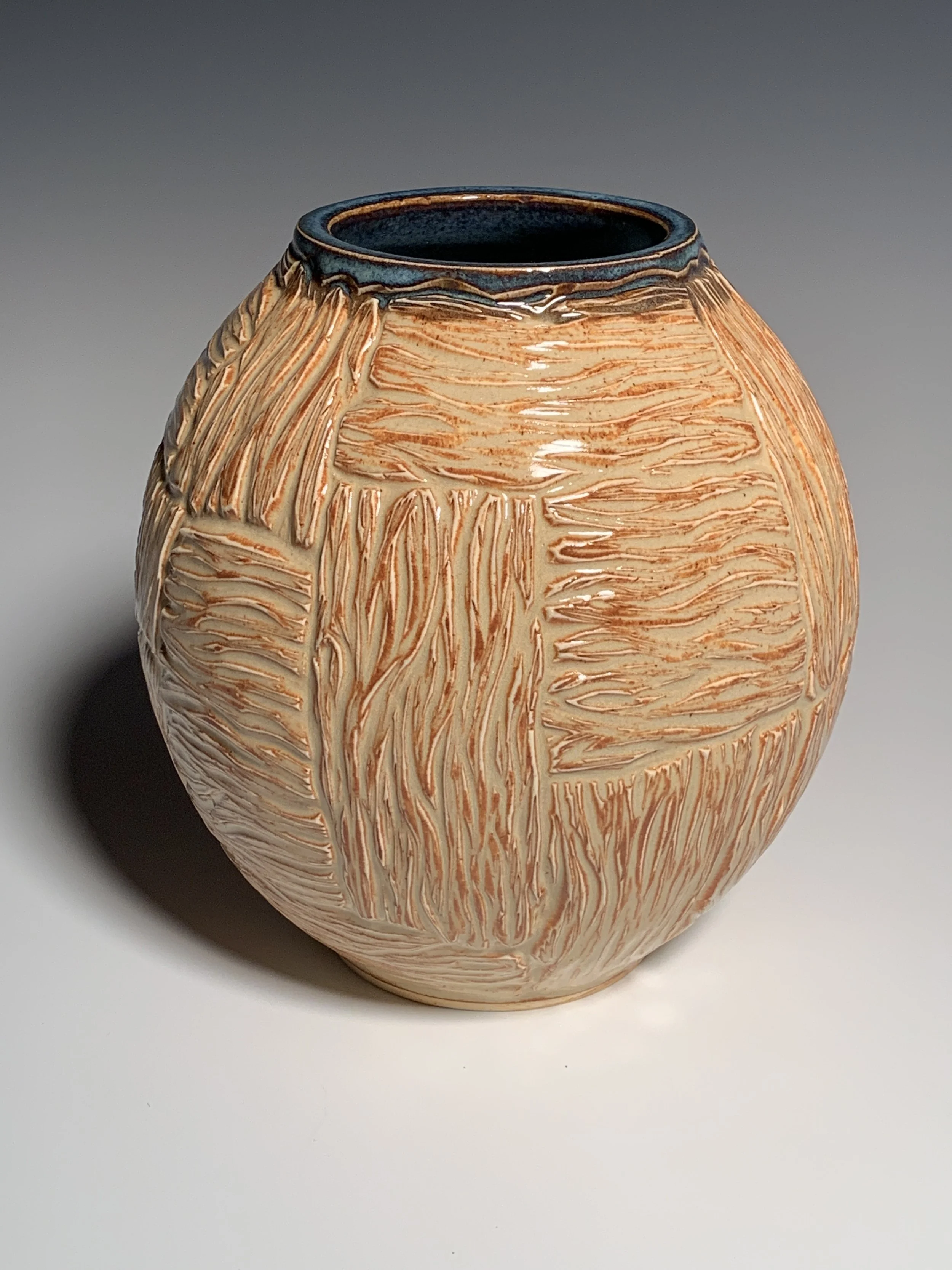 Wood Grain Orb Vase