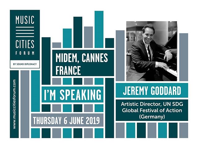 Looking forward to speaking tomorrow morning at MIDEM in Cannes.

In Cannes until Sunday. I would love to catch up with any of you who are down there too. 
Panel: Music, Urban Affairs and the Sustainable Development Goals

Panel date: 6 June 2019

Ti