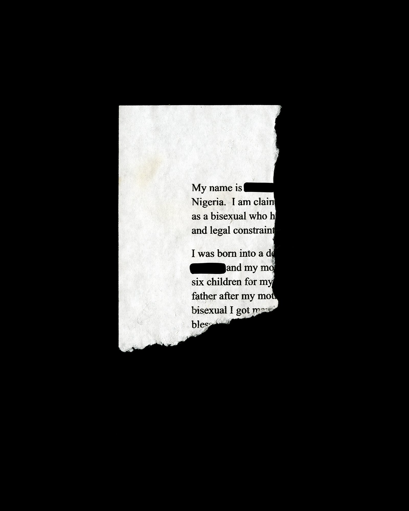Asylum Plea Fragment 1.  Roxham RD. Inkjet Print, 2017.