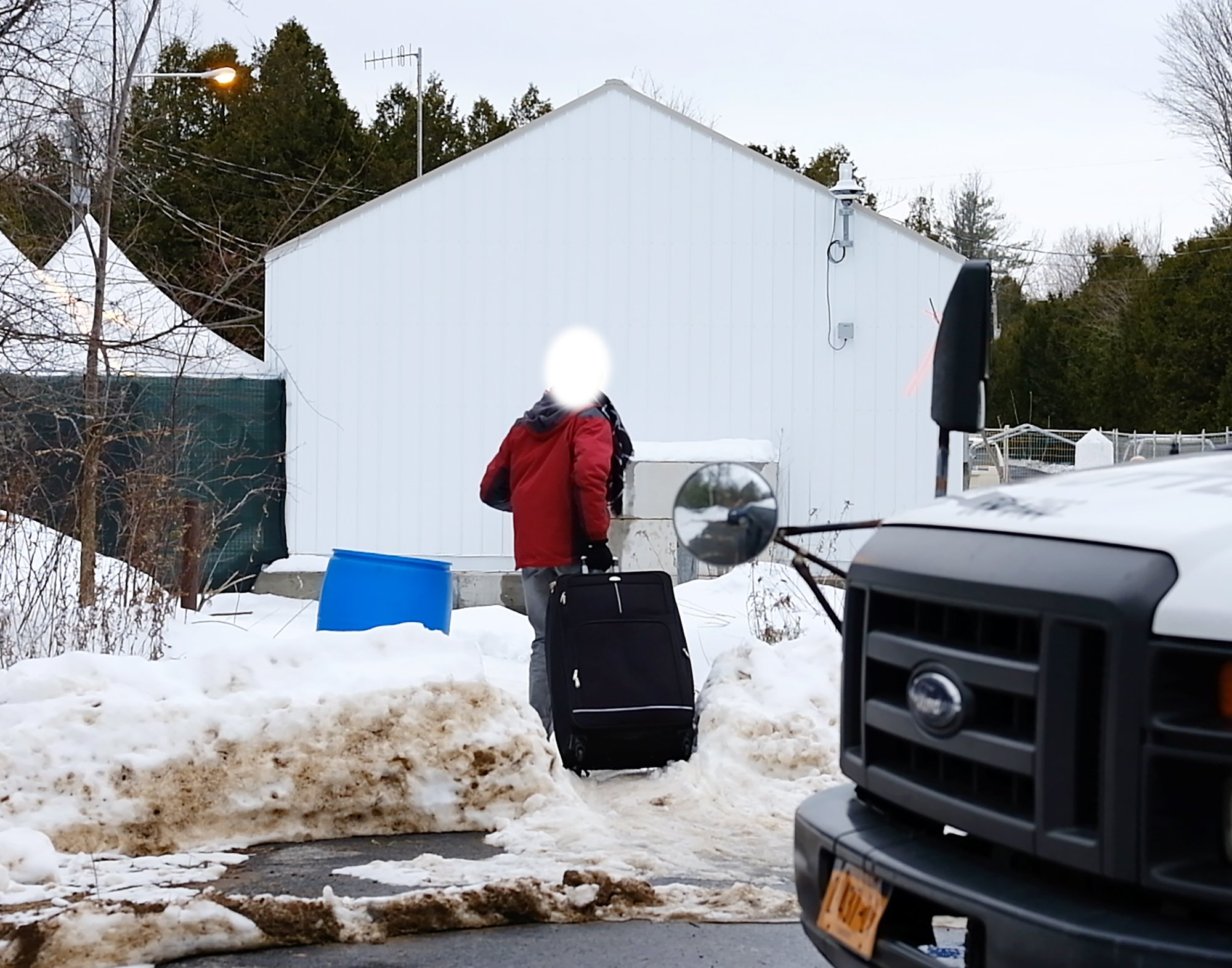 Crossing (Luggage in Snow). Roxham RD. Inkjet Print. 2019