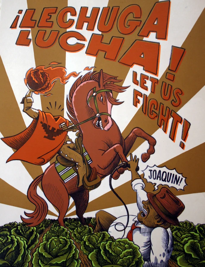 Lechuga LuchaLitho/Silkscreen 22” x 30” Printed at Hoofprint
