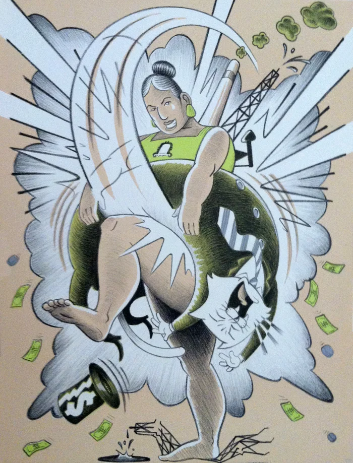 Pachamama Strikes Back Lithograph. 11”x15” Printed at Arbing Press