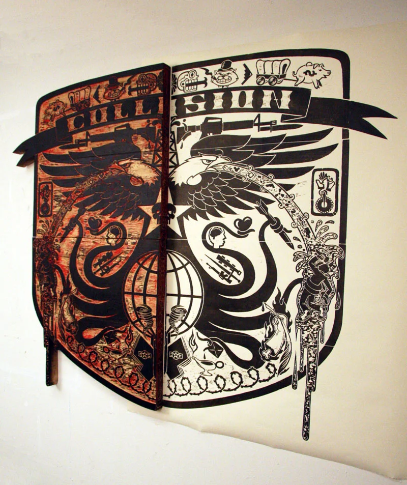CollisionWood block and print 48"x60".