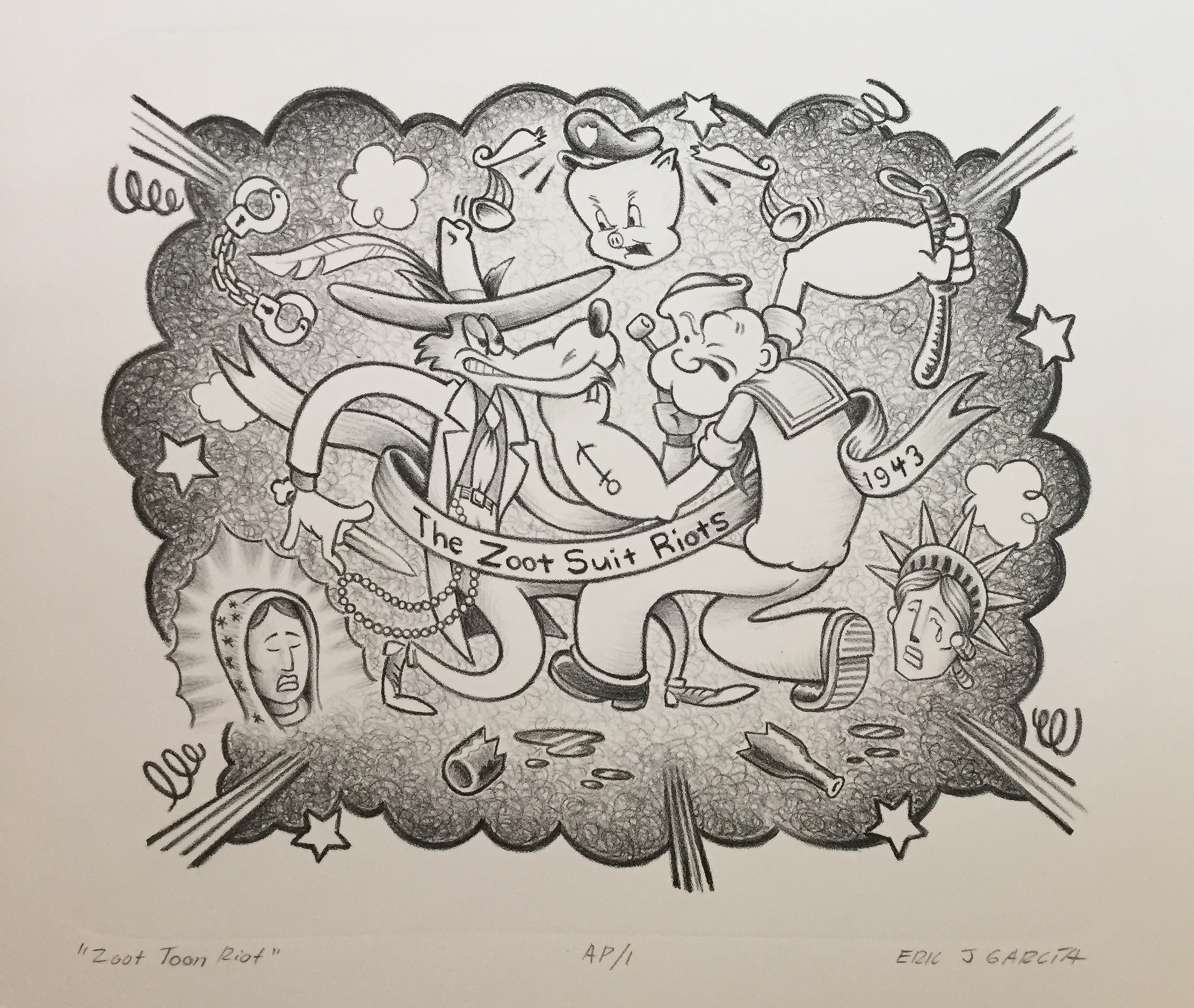 Zoot Toon RiotLithograph 13.5”x15” Printed at Arbing Press