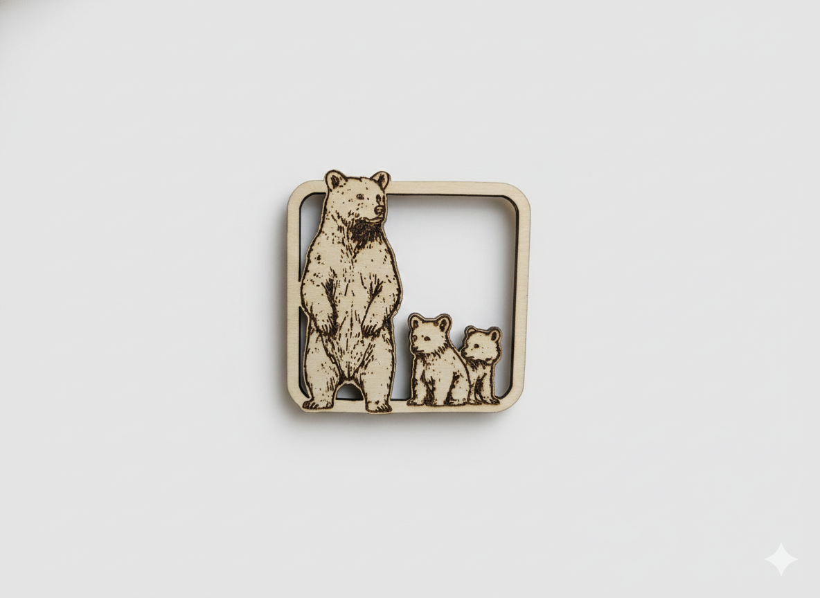 Bear & Cubs Magnet – 3" Square