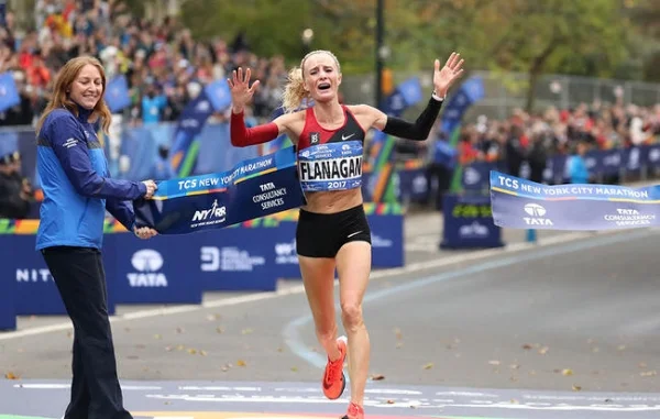 Shalane Flanagan winning the 2017 NYC Marathon