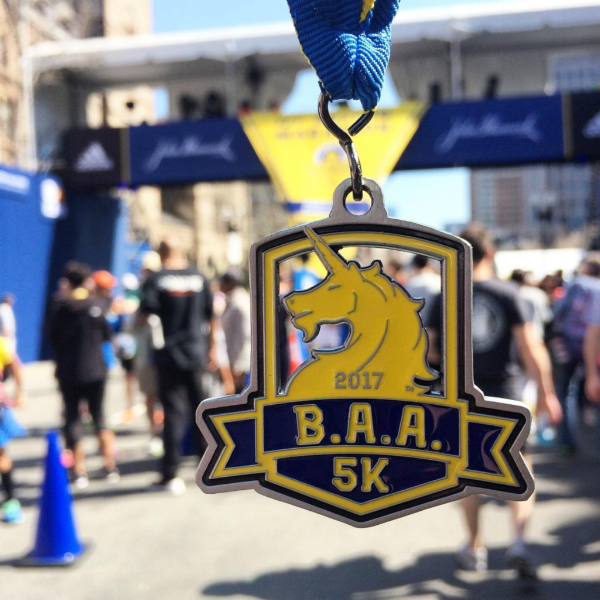 Fangirling at the Boston Marathon finish line after running a 5k PR
