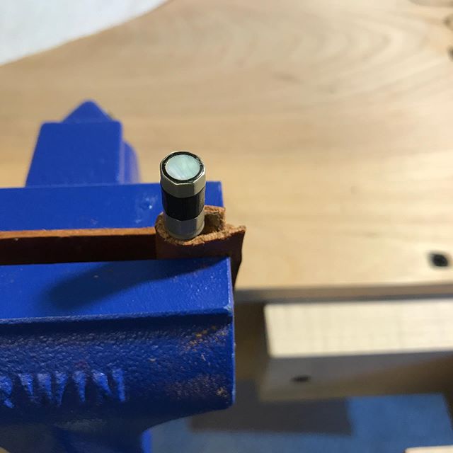 Working on a button #repair #bowshop #classicalmusic #violin #viola #violinbow #nycmusic #homeoffice