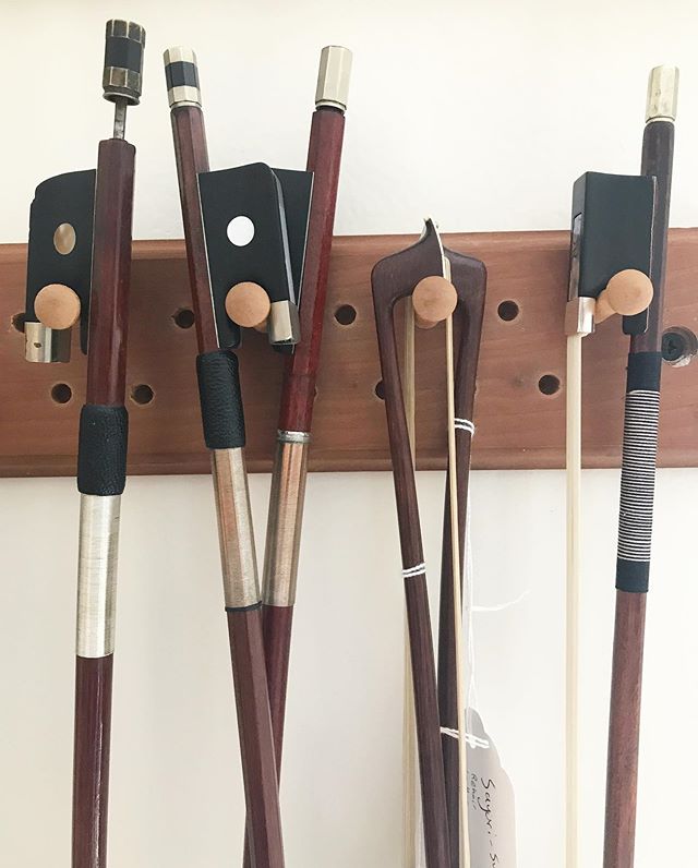 Works in progress #whatsonyourbench #violinbow #cellobow #workshop #weekendproject #homeoffice #violinist