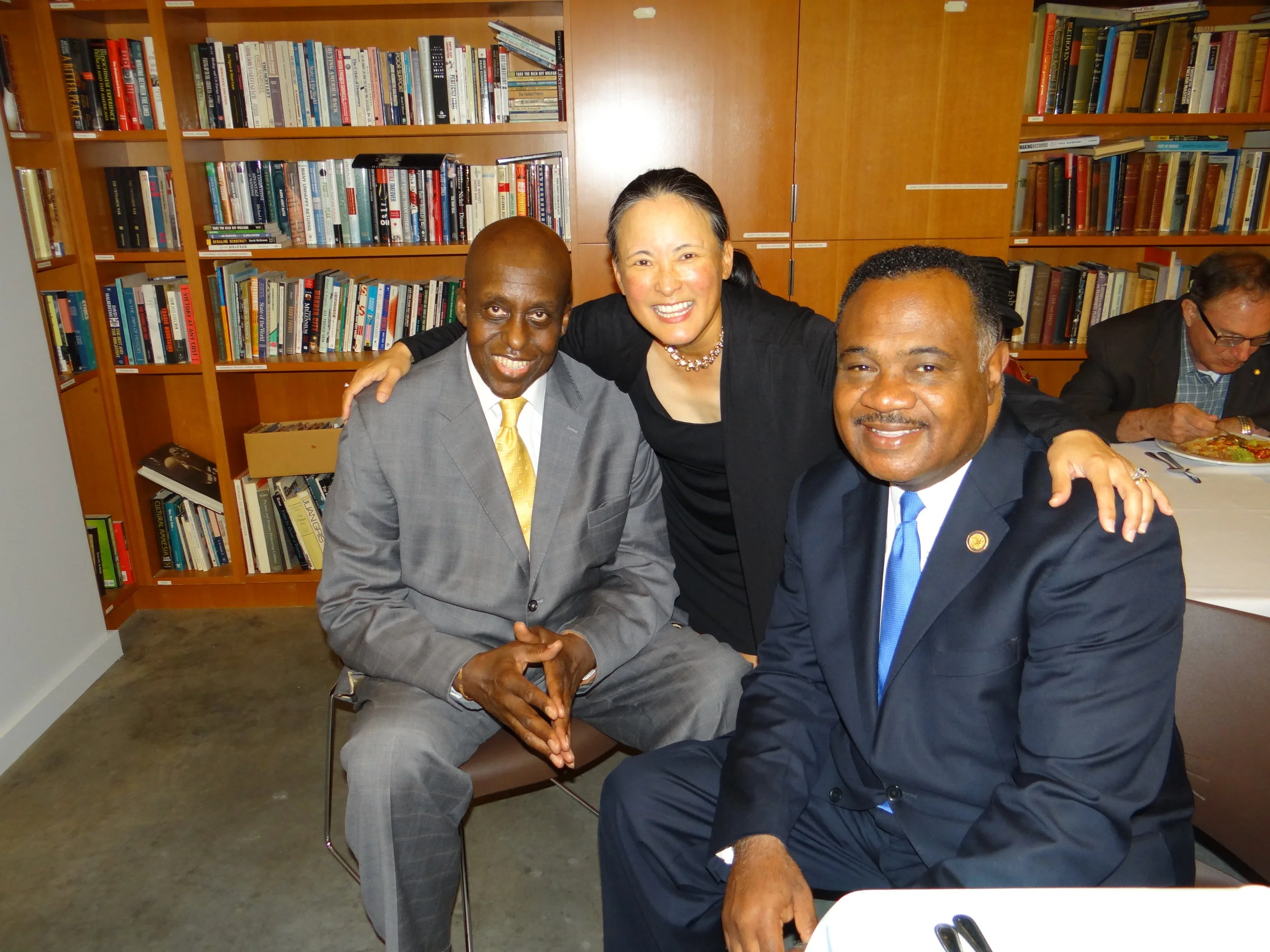 (from left) Actor and Humanitarian Bill Duke, Photographer Tracy Saunders and Chair of the California Board of Equalization Jerome Horton.