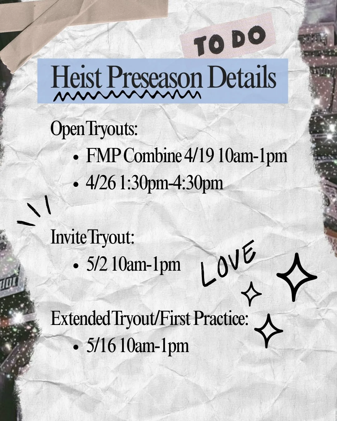 See you at tryouts babes!!!!! xx