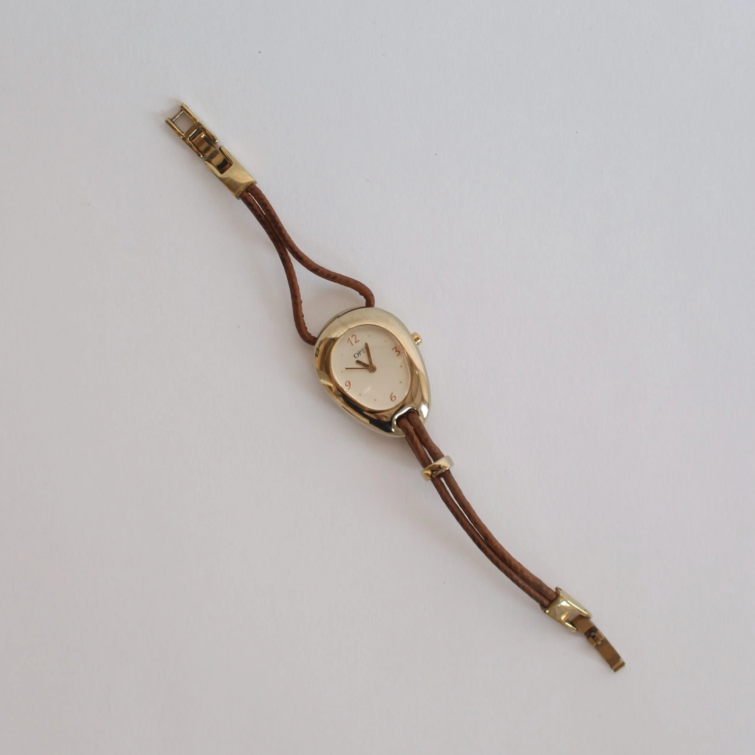Vintage Opex Leather and Gold Tone Watch