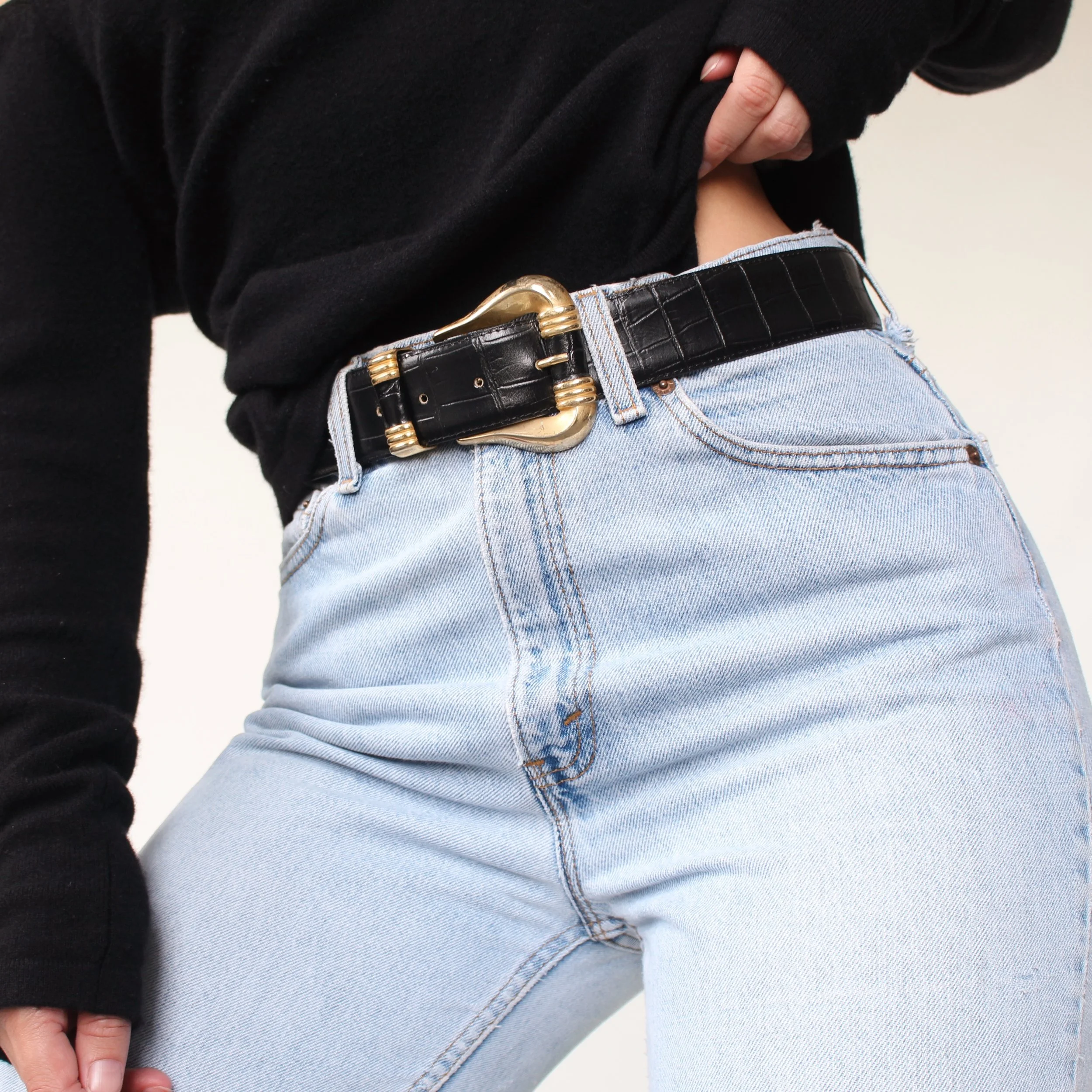 Vintage Embossed Italian Leather Belt