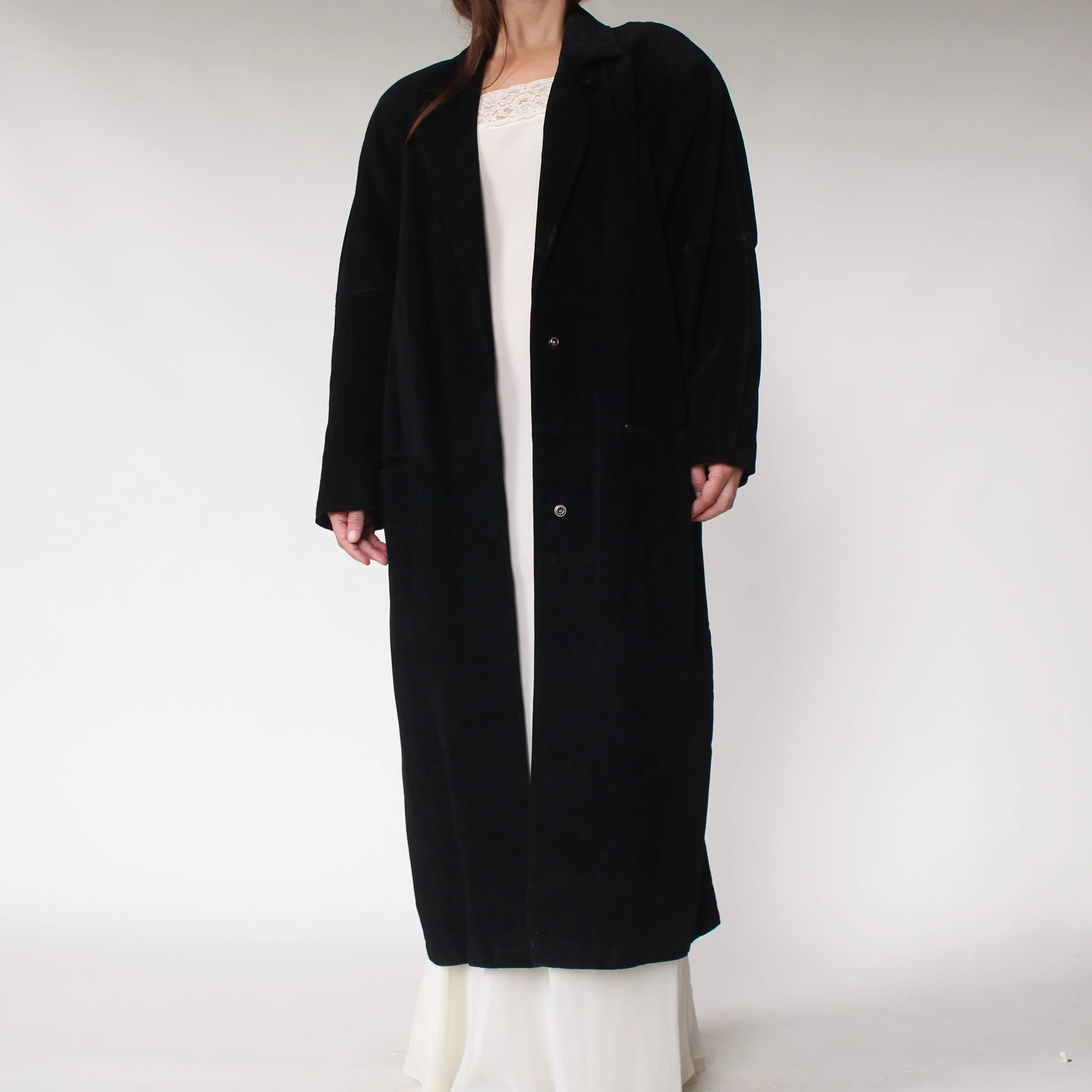 Vintage Jet Black Suede Coat