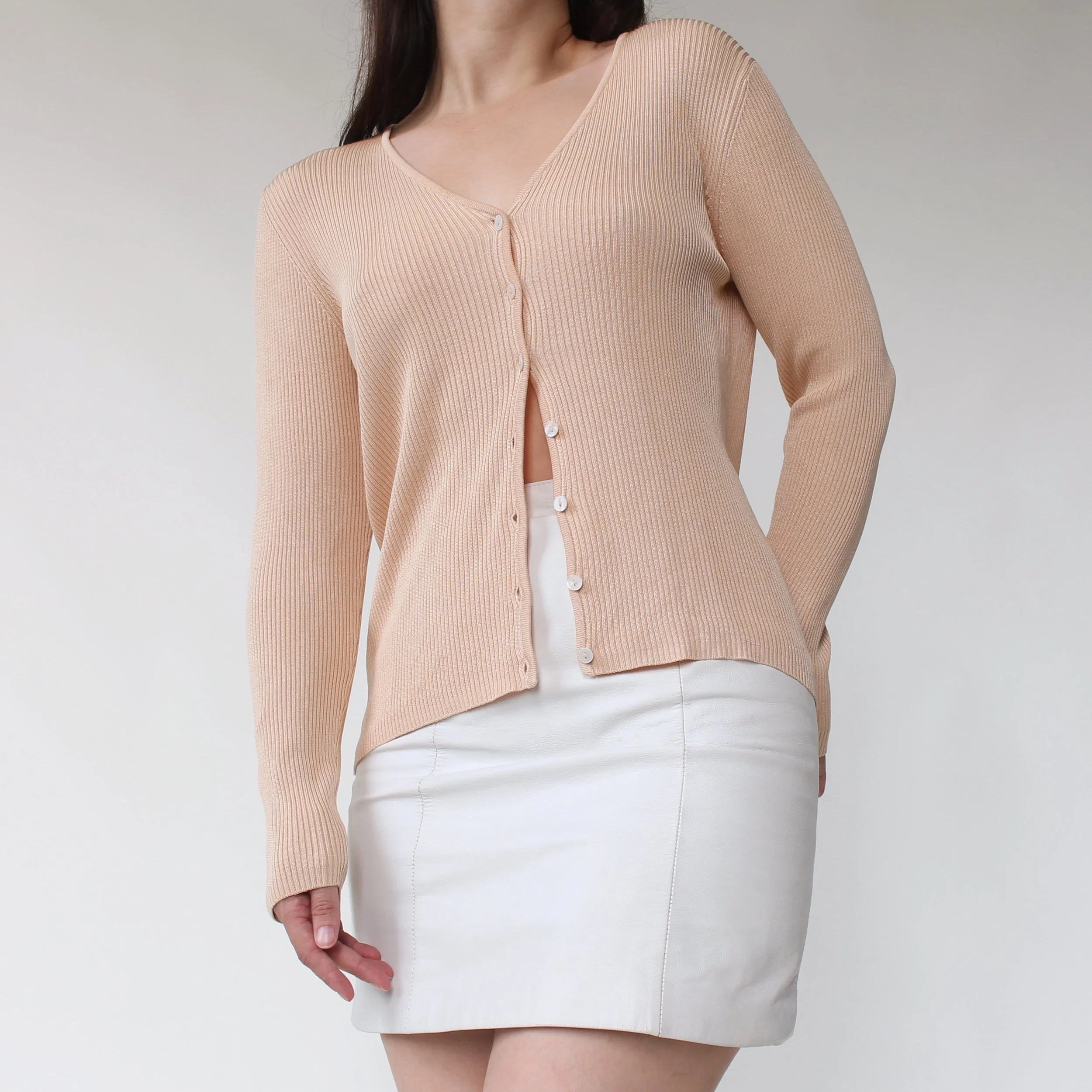 90s Peachy Silk Knit Cardigan