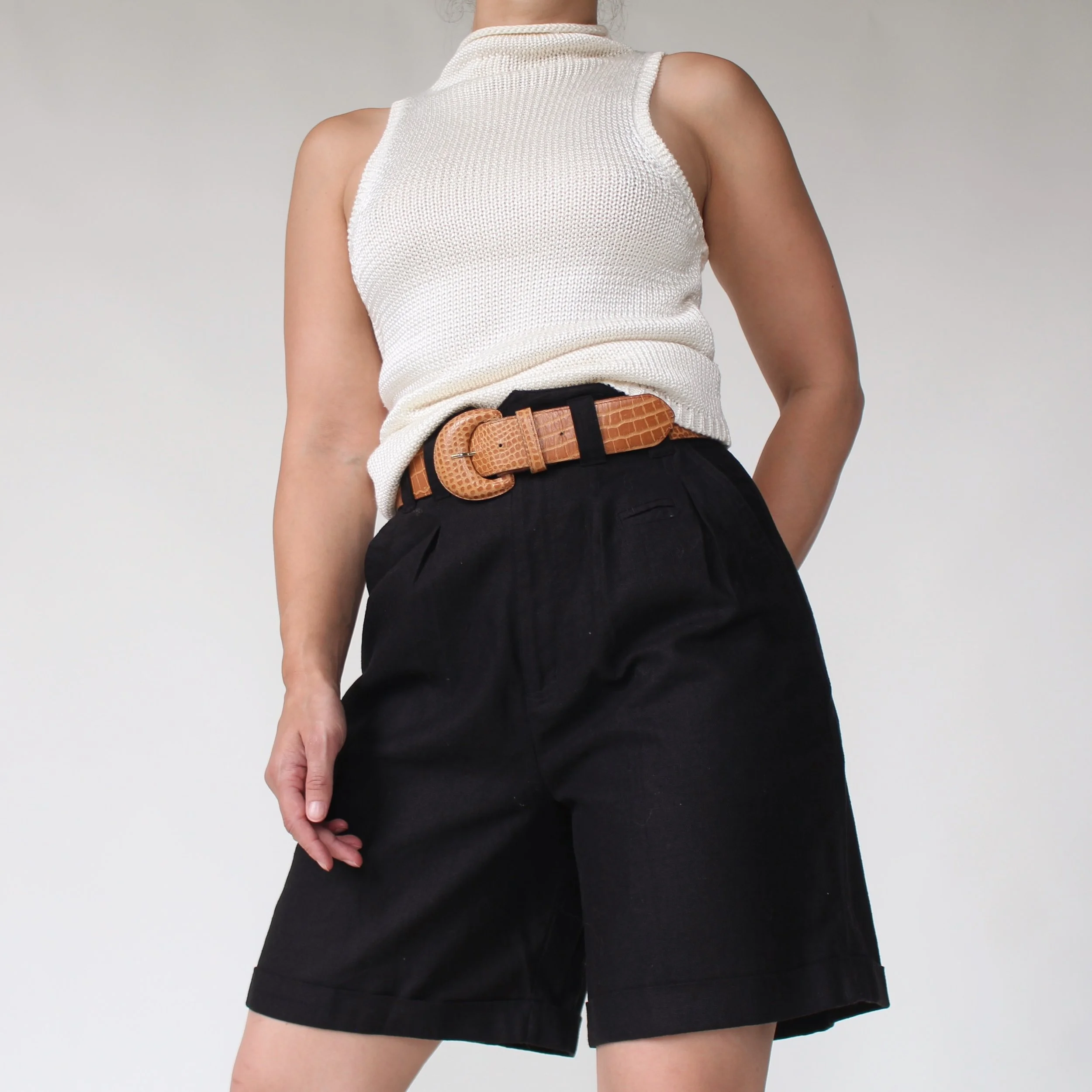 Vintage Midnight Linen/Cotton Shorts - W28