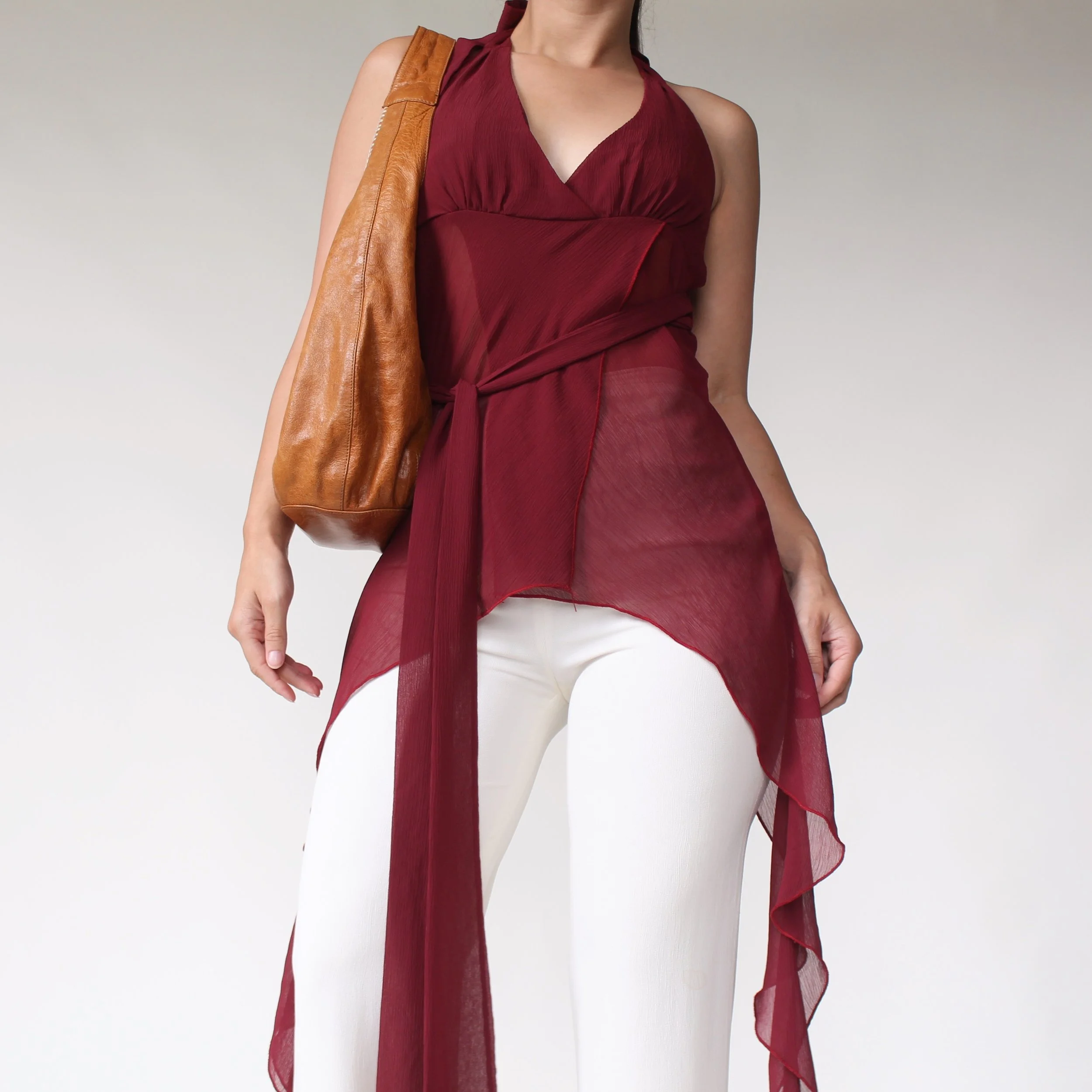 2000s Semi Sheer Raspberry Party Top