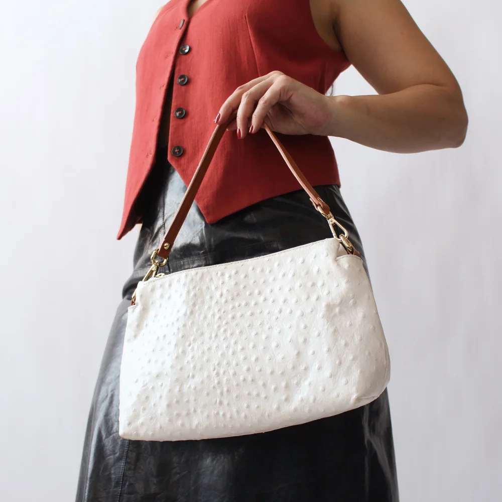 Vintage Italian Leather Ostrich Bag — Wornable
