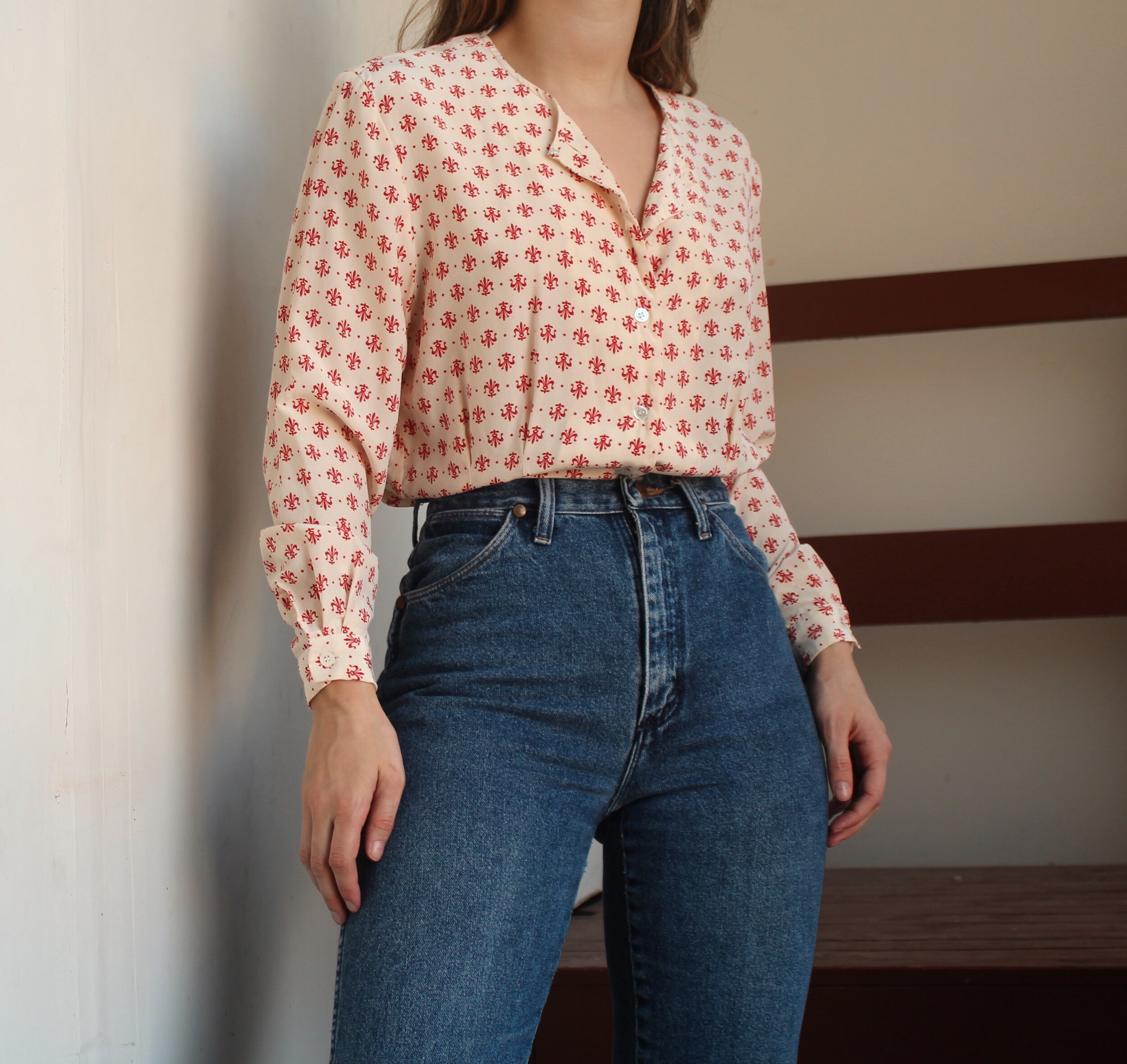 Vintage Patterned Silk Blouse