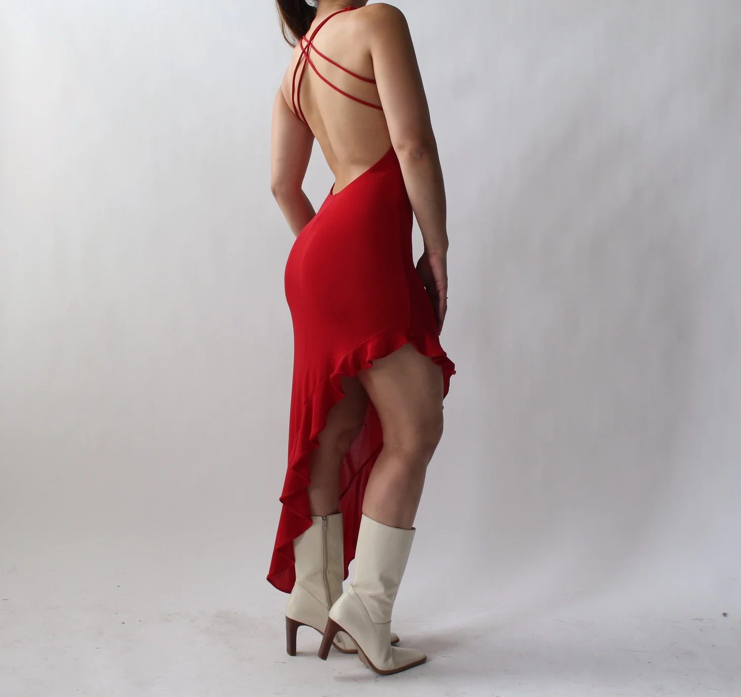90s Asymmetrical Ruffle Dress  Wornable