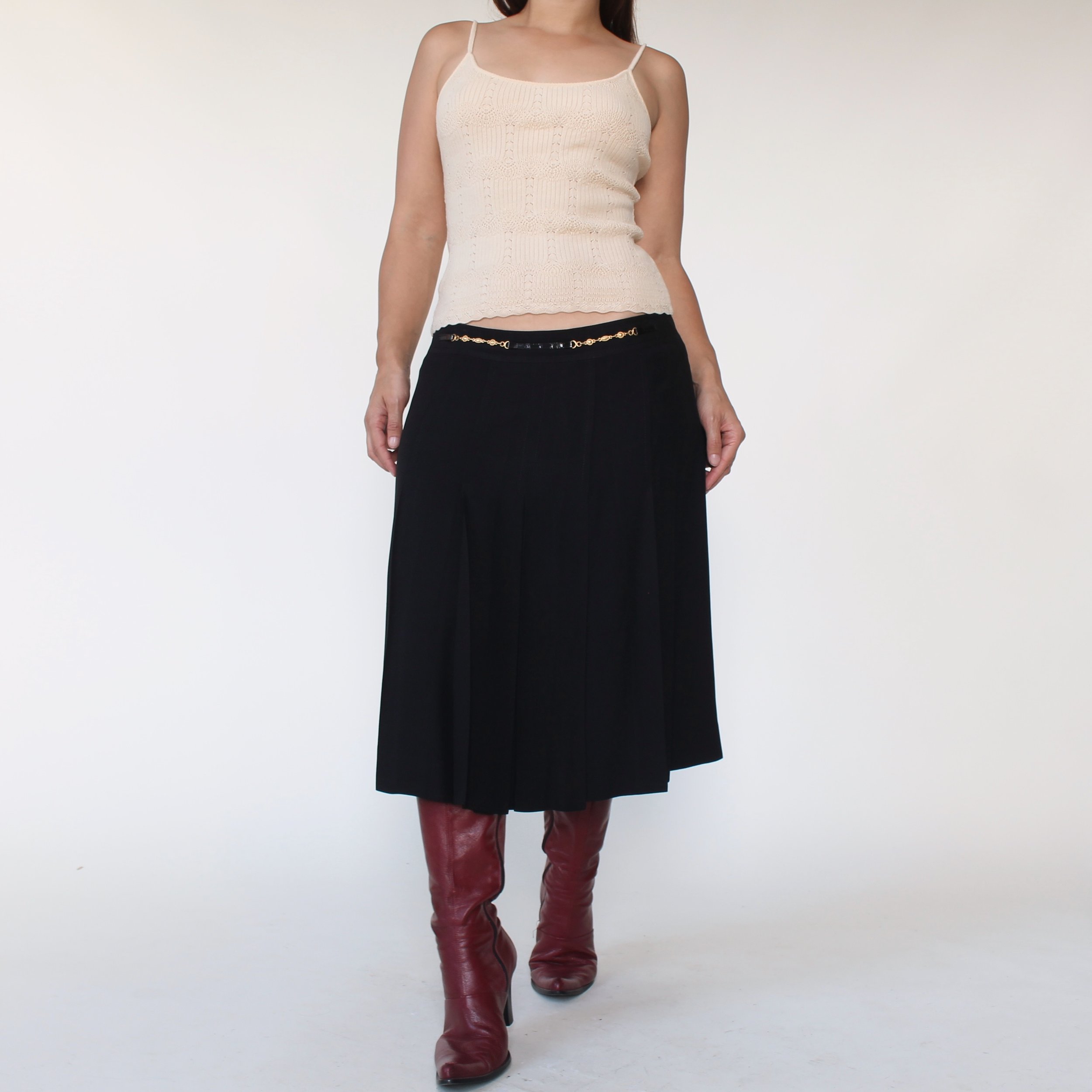 1970s Céline Chain Belt Pleated Skirt - W33