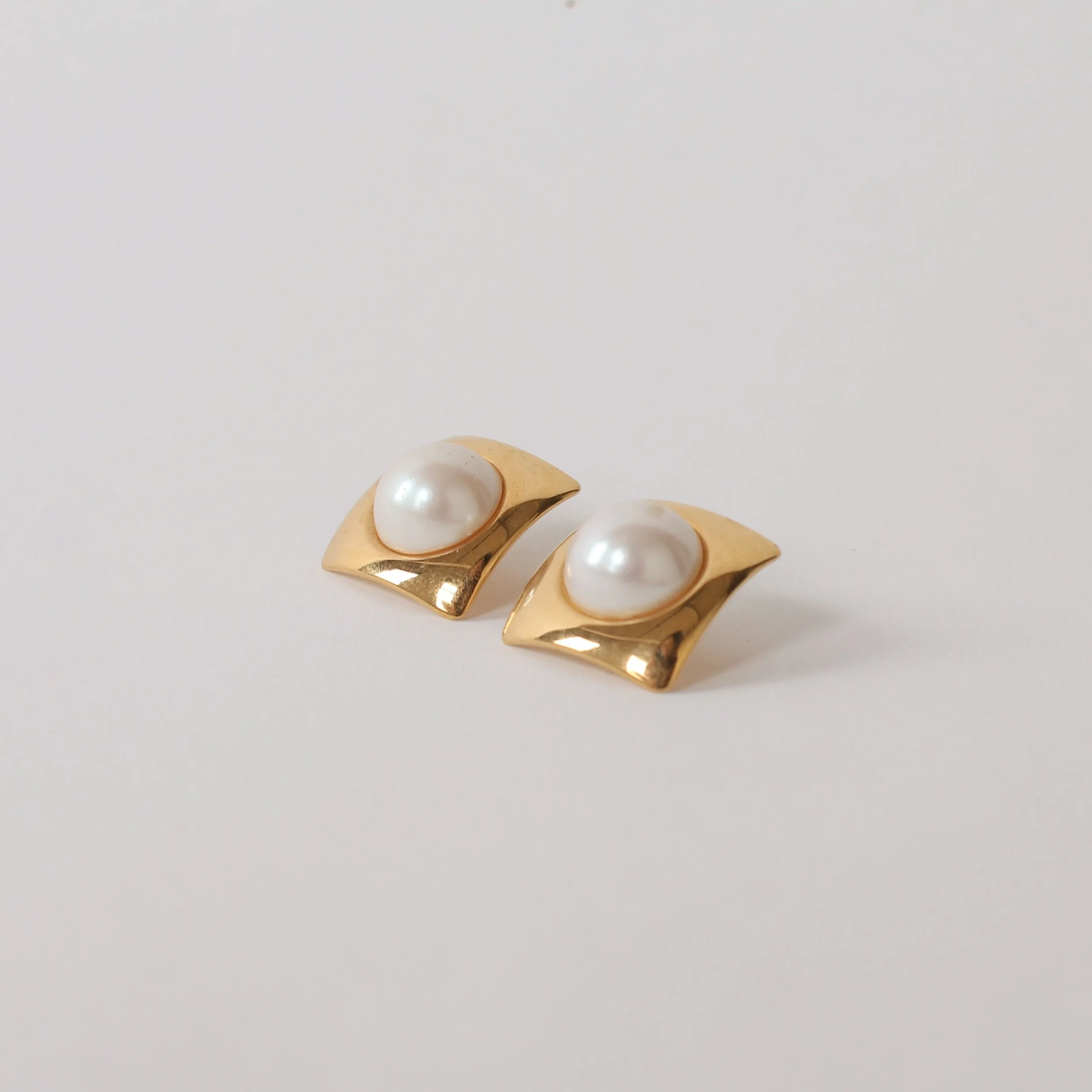 Vintage Napier Pearl Cabochon Earrings