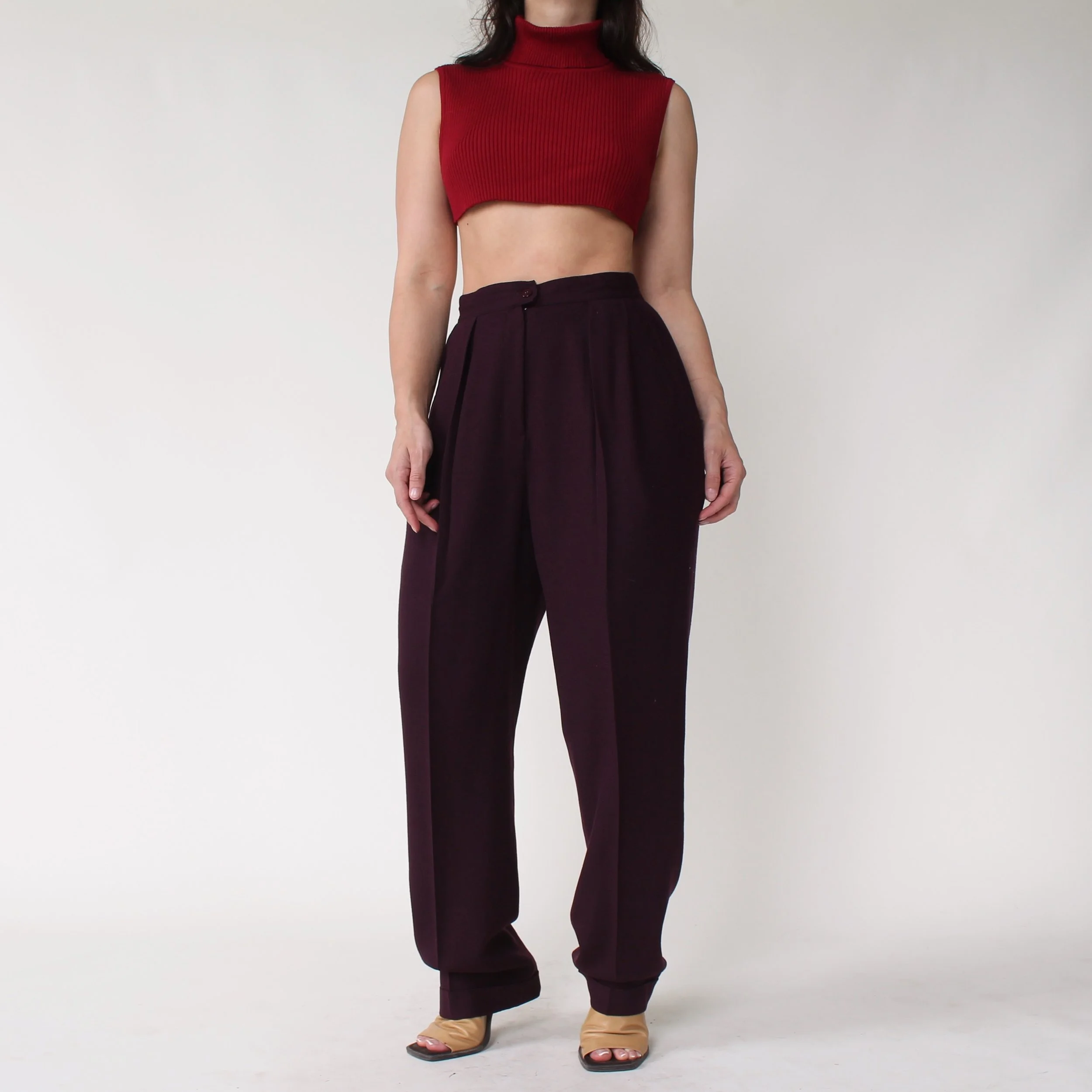 Vintage Plum Wool Trousers - W30