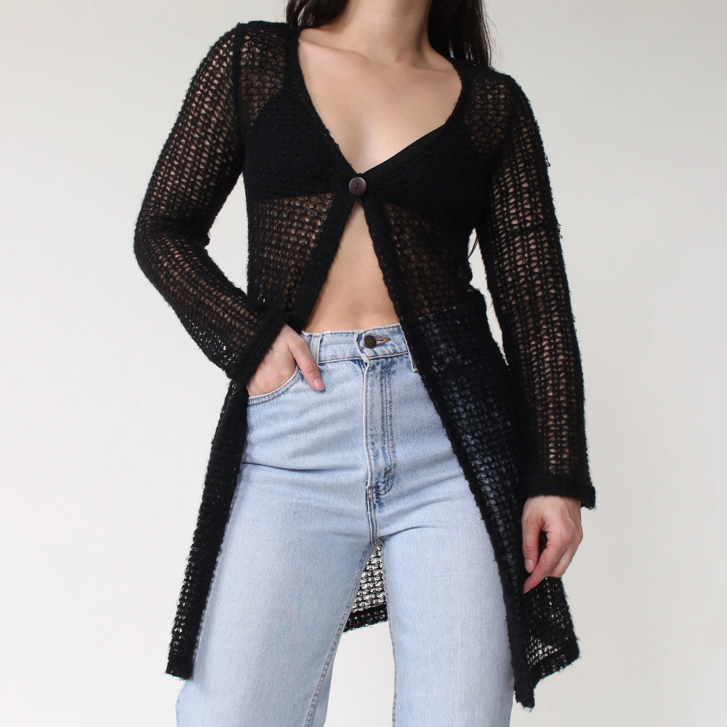 Vintage Lightweight Sheer Knit Cardigan