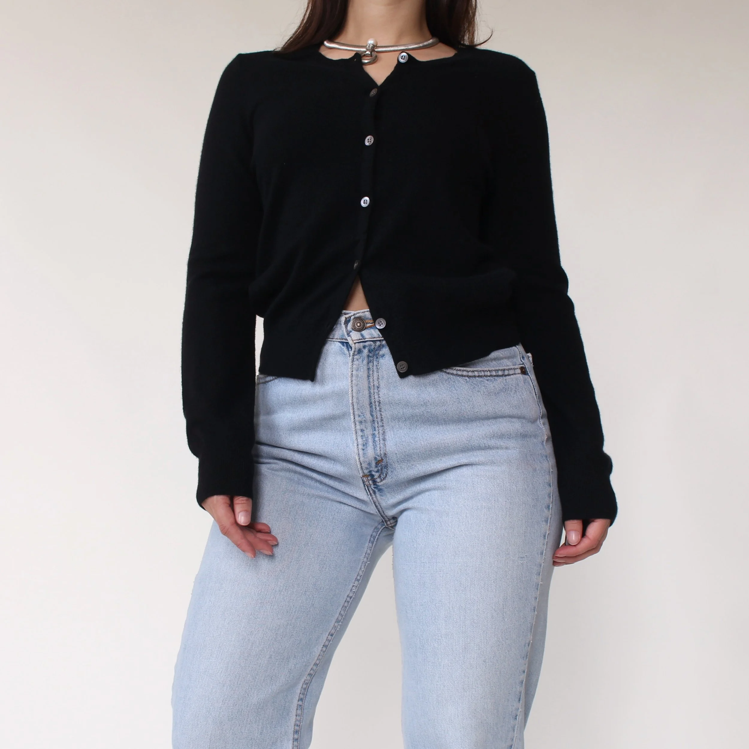 90s Jet Black Cashmere Cardigan
