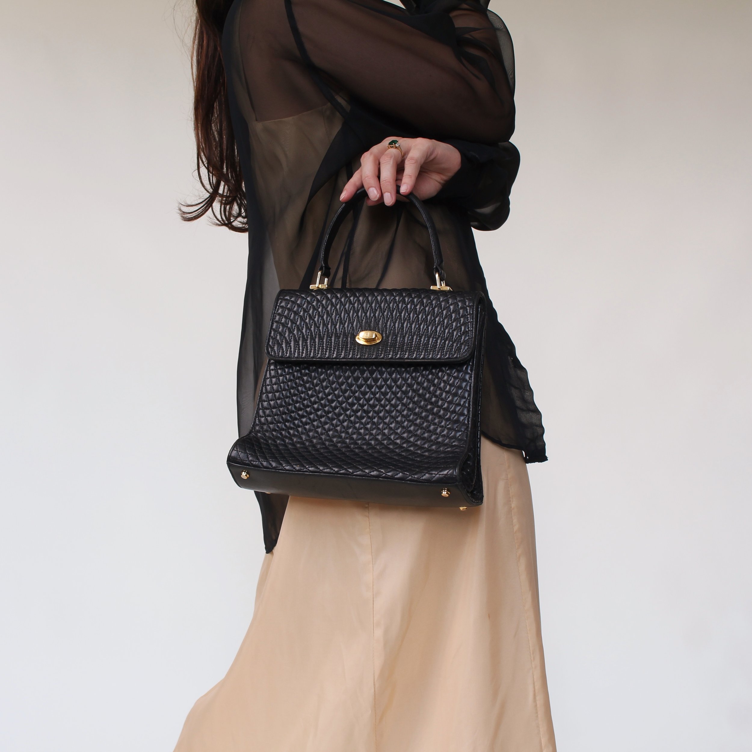 Vintage Bally Quilted Leather Bag