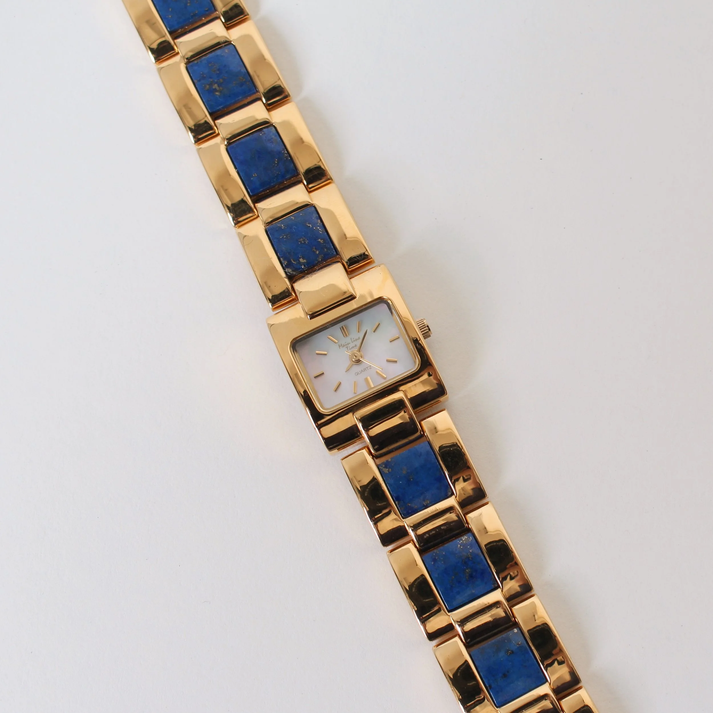 Vintage Lapis Inlay Link Bracelet Watch