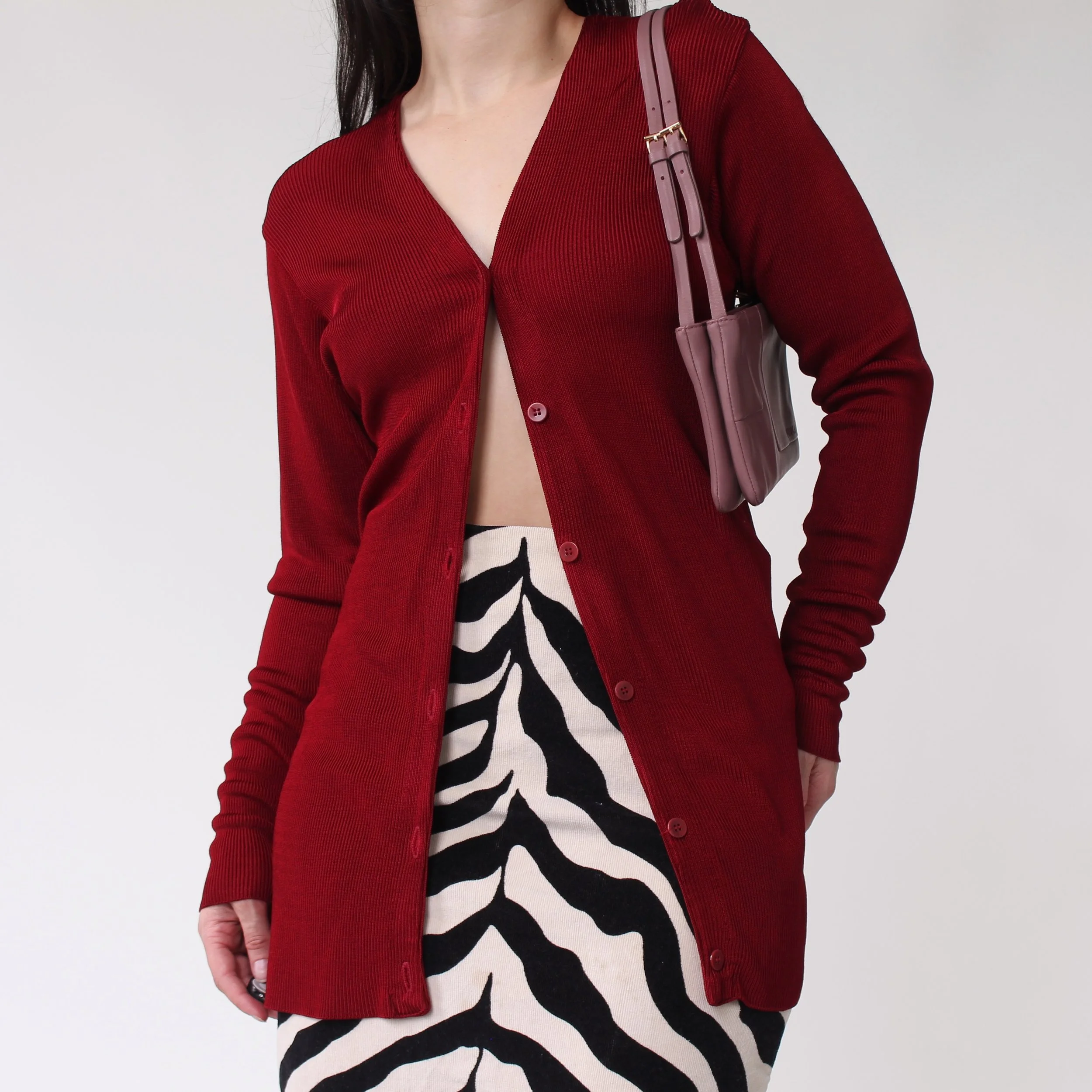 90s Calvin Klein Slinky Red Cardigan