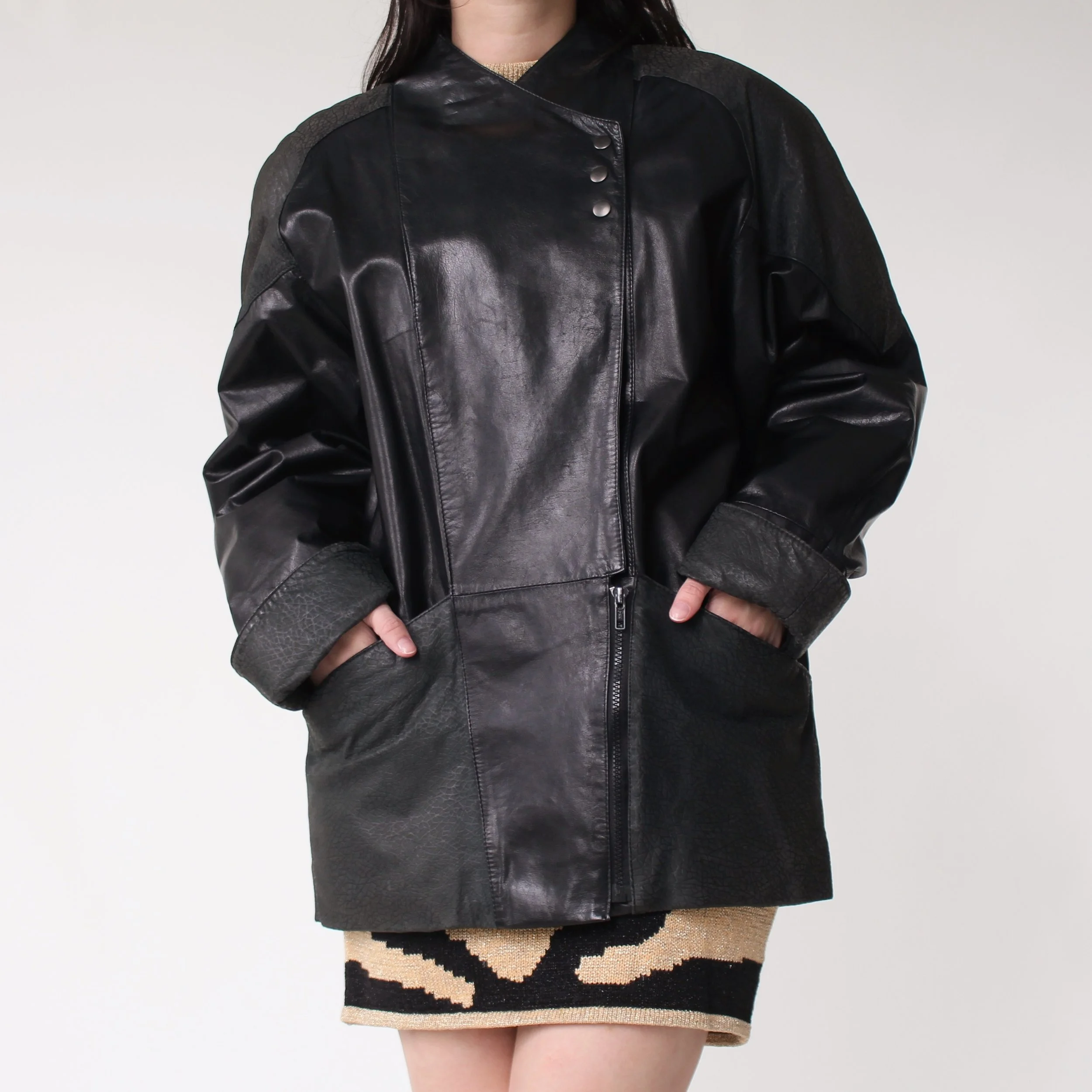 Vintage Asymmetrical Leather Jacket