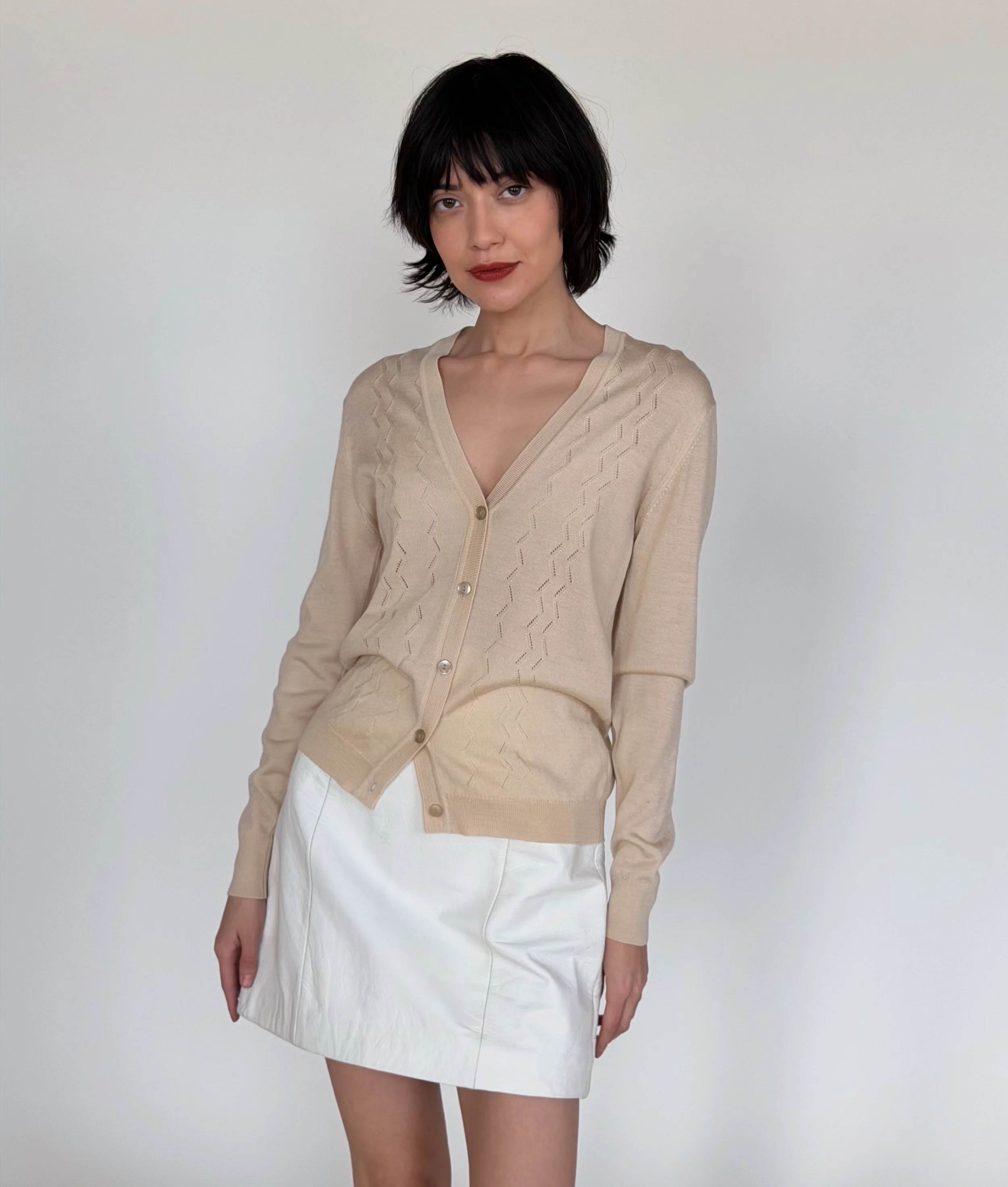 Vintage Cream Knit Cardigan