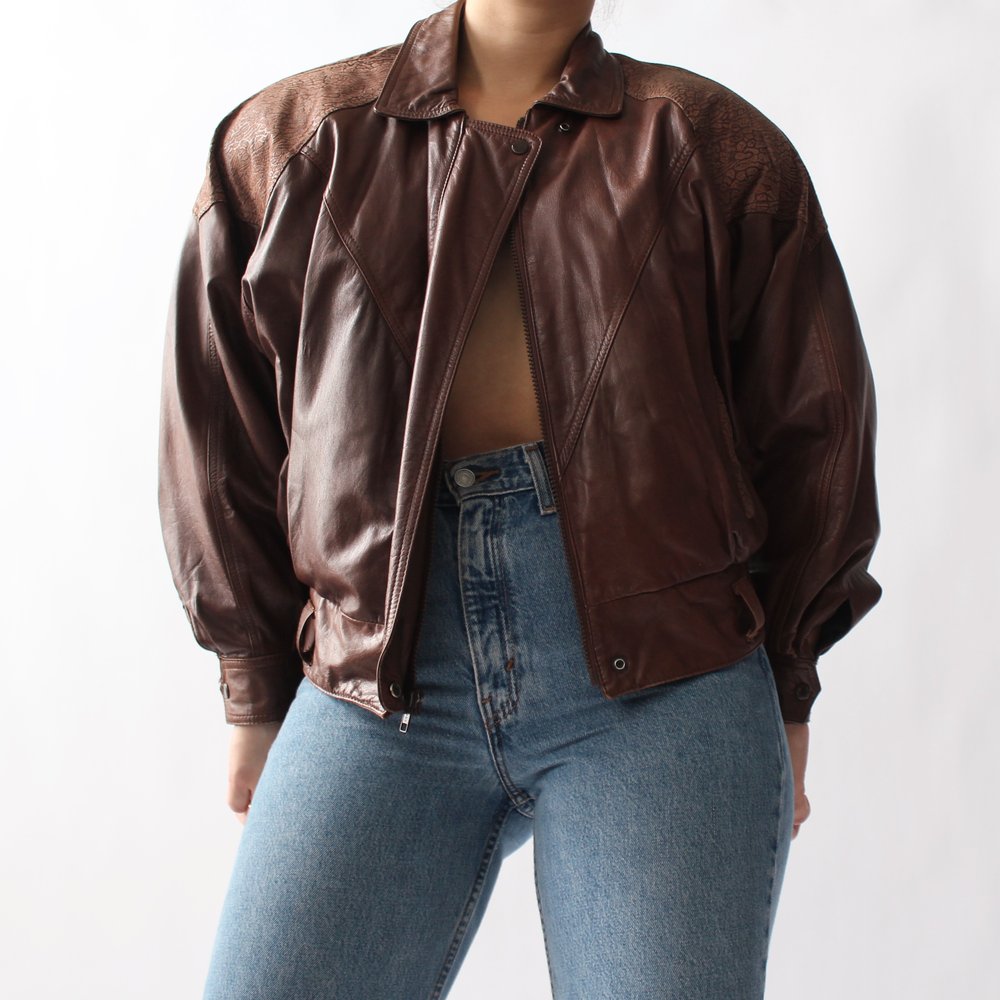 80s Chocolate Leather Jacket — Wornable 80s Chocolate Leather Jacket — Wornable
