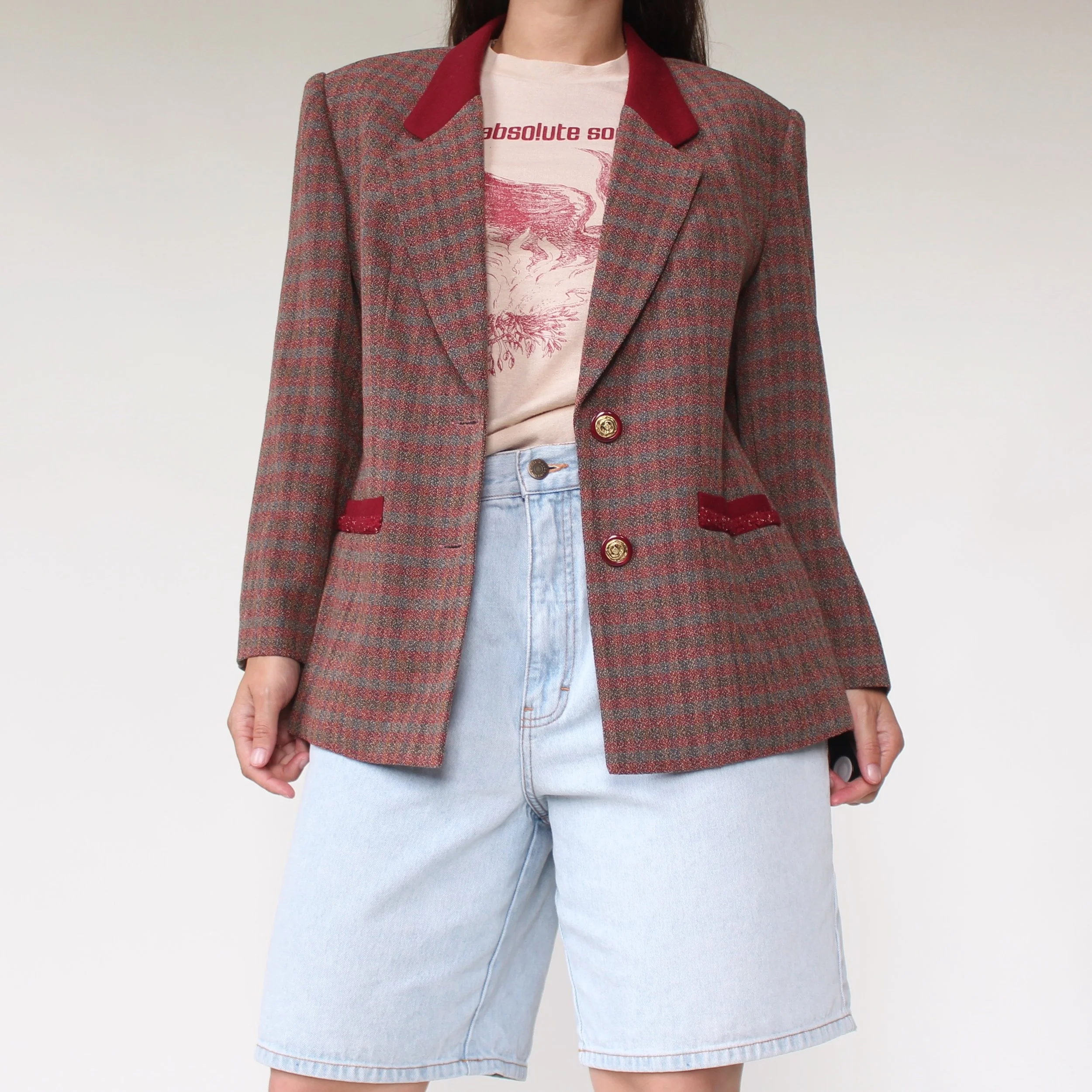 Vintage Tailored Checked Blazer